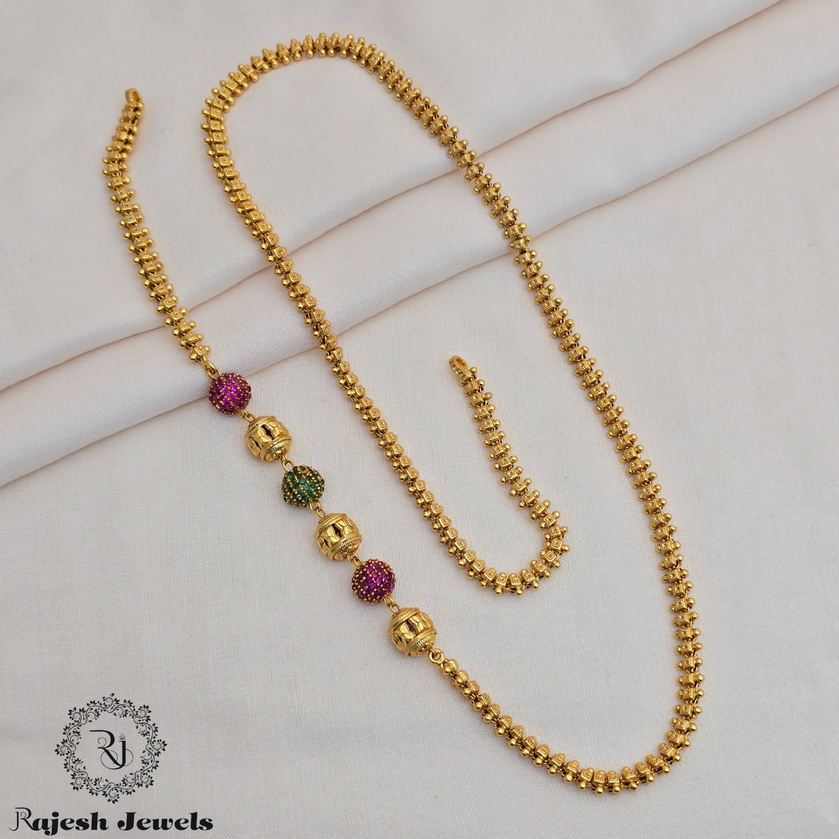 Mesmerizing Silver Gold Finish Mop Chain