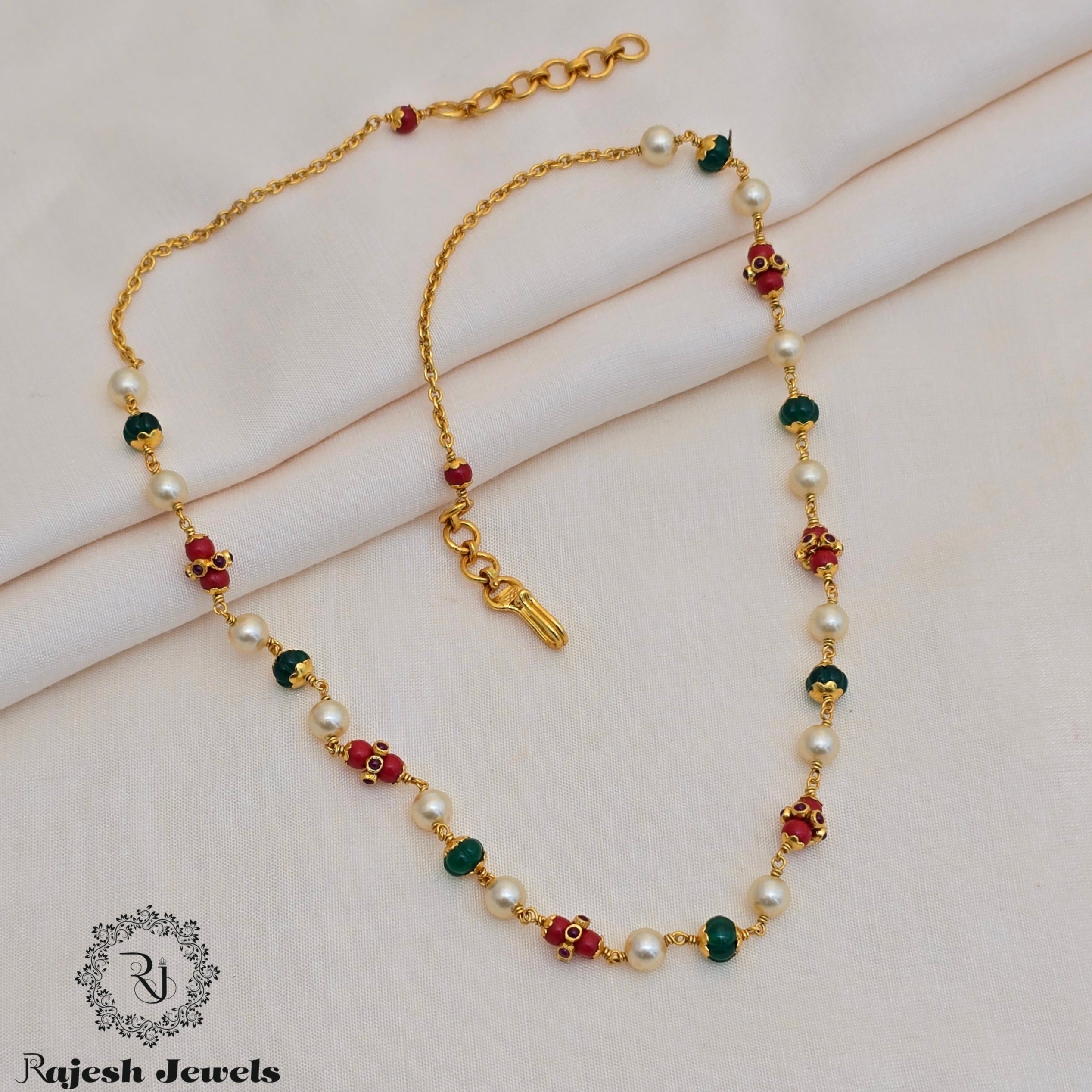 Amazing Red Green Gold Plated Chain