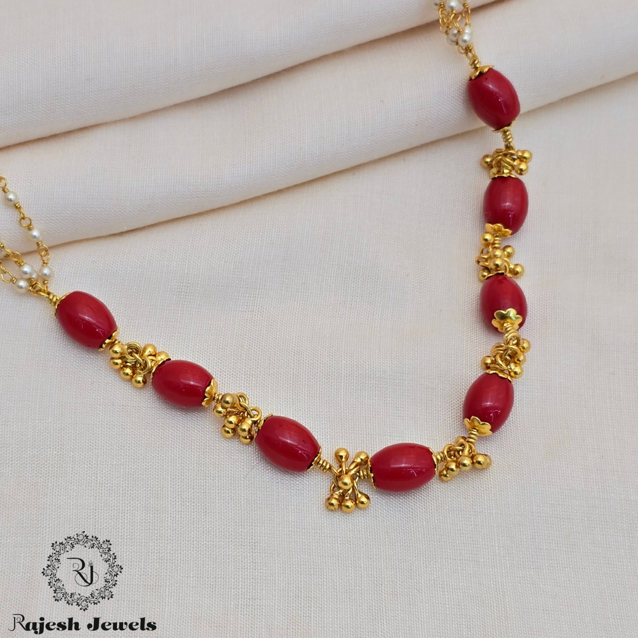 Wonderful Coral Pearl Fusion Short Necklace