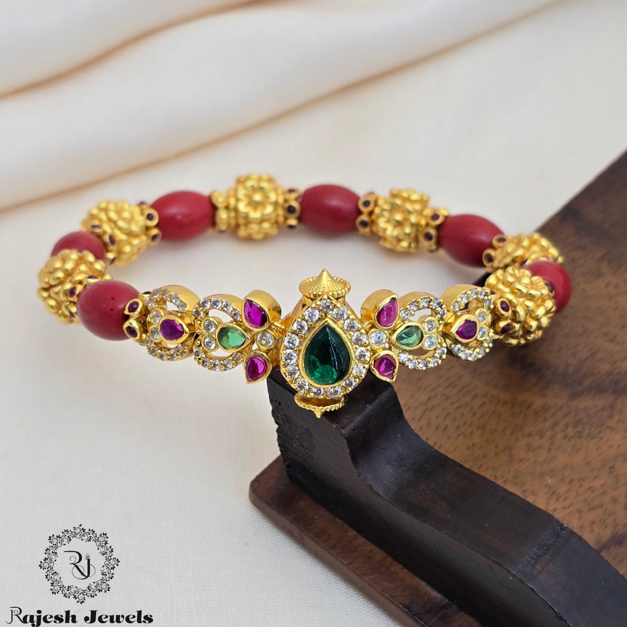 Alluring Cz Coral Hand Kada