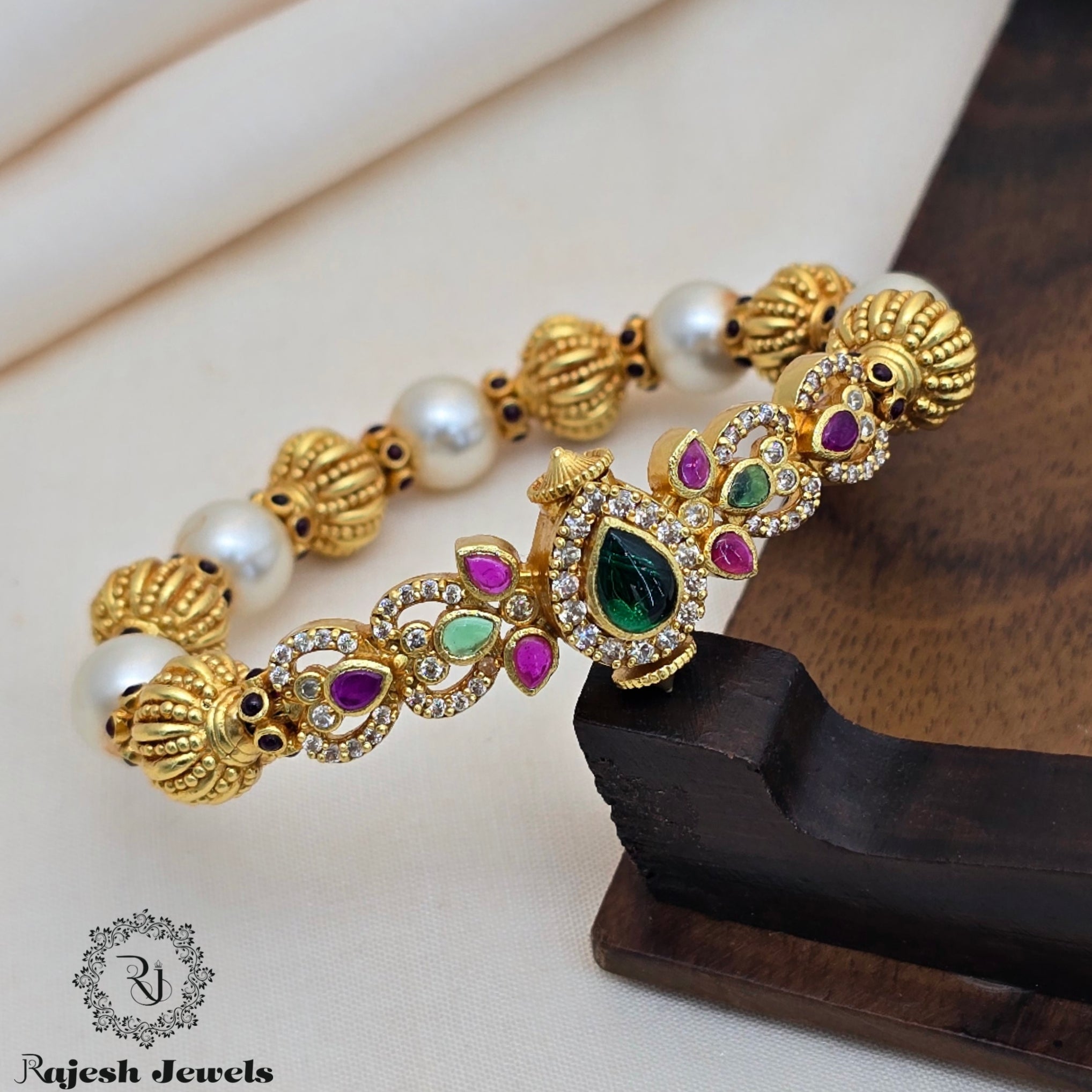 Fabulous Cz Pearl Hand Kada