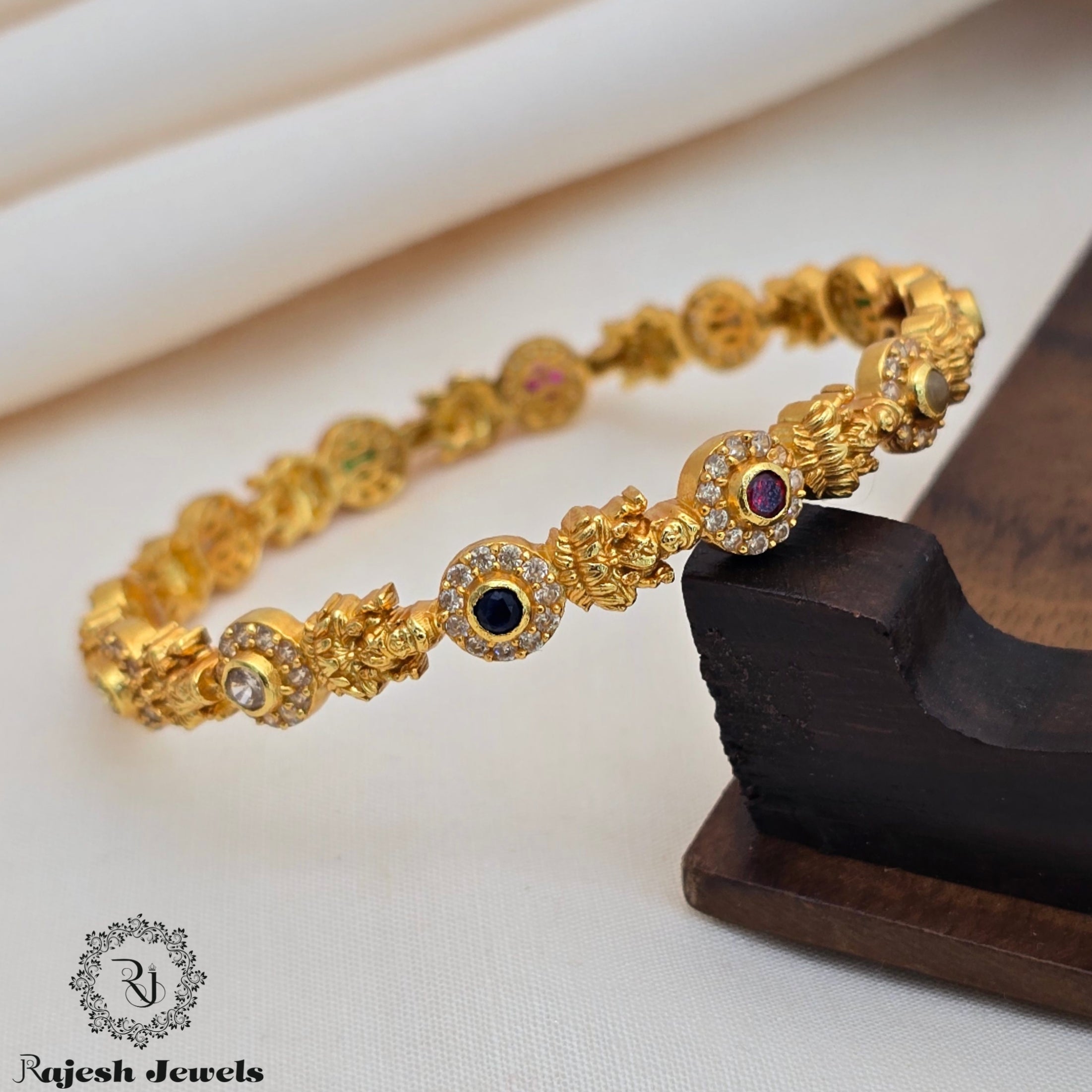 Navaratna Lakshmi Cz Gold Plated Bangle