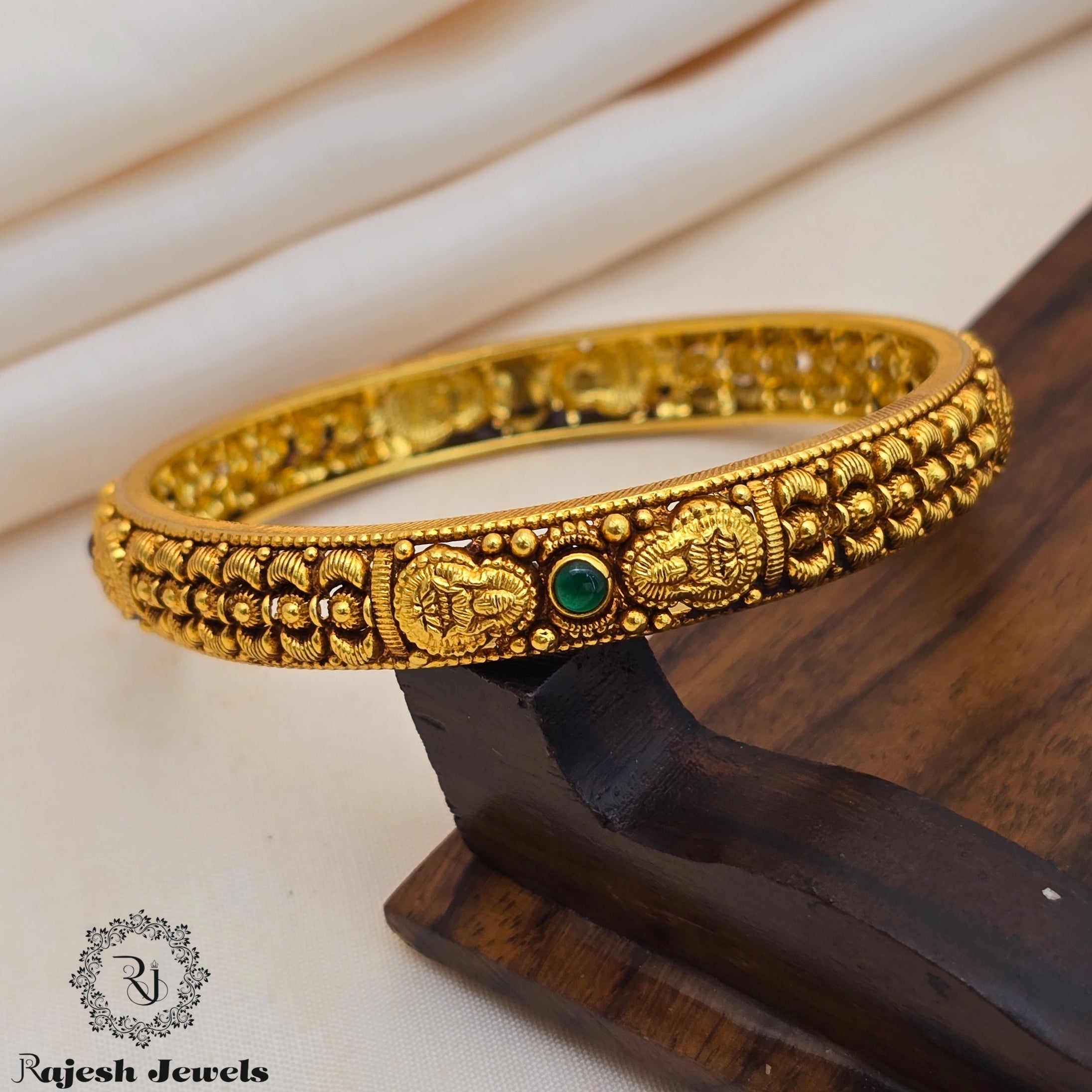 Enlightening Gaja Lakshmi Antique Finish Bangle