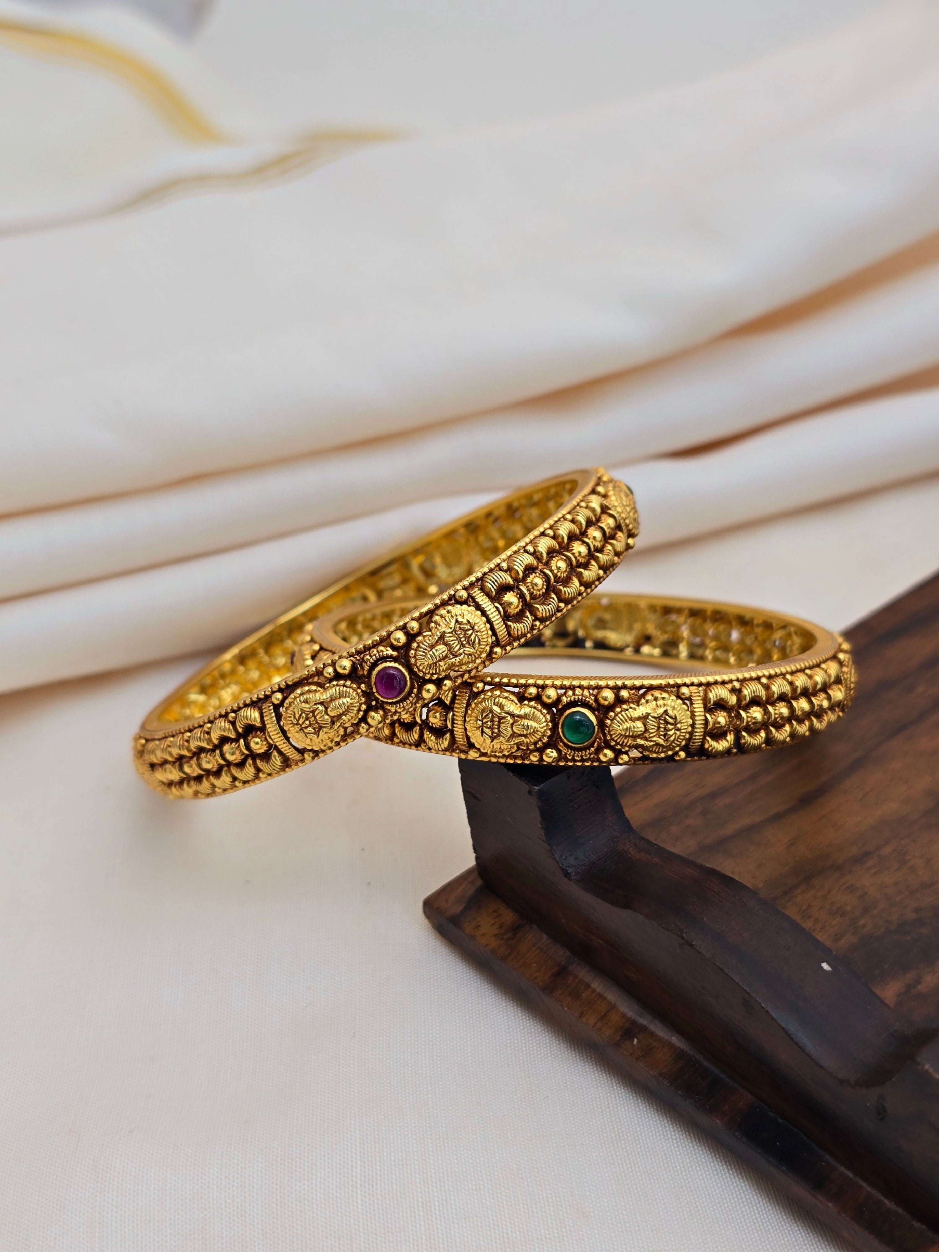 Enlightening Gaja Lakshmi Antique Finish Bangle