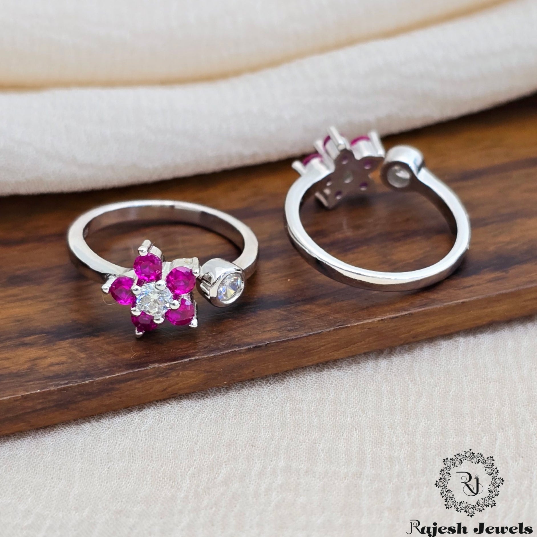 Radiant Floral Top Adjustable Cz Toerings