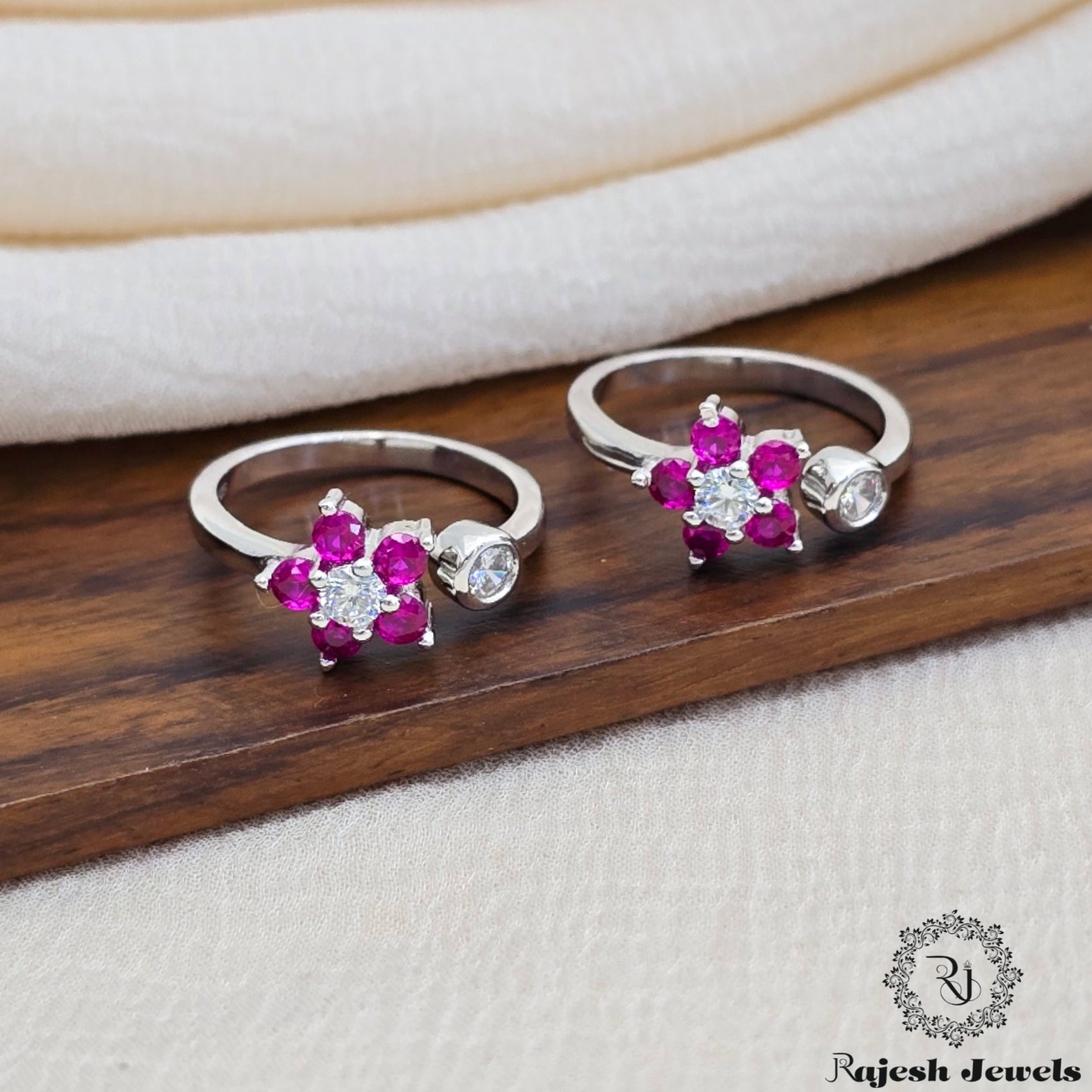 Radiant Floral Top Adjustable Cz Toerings