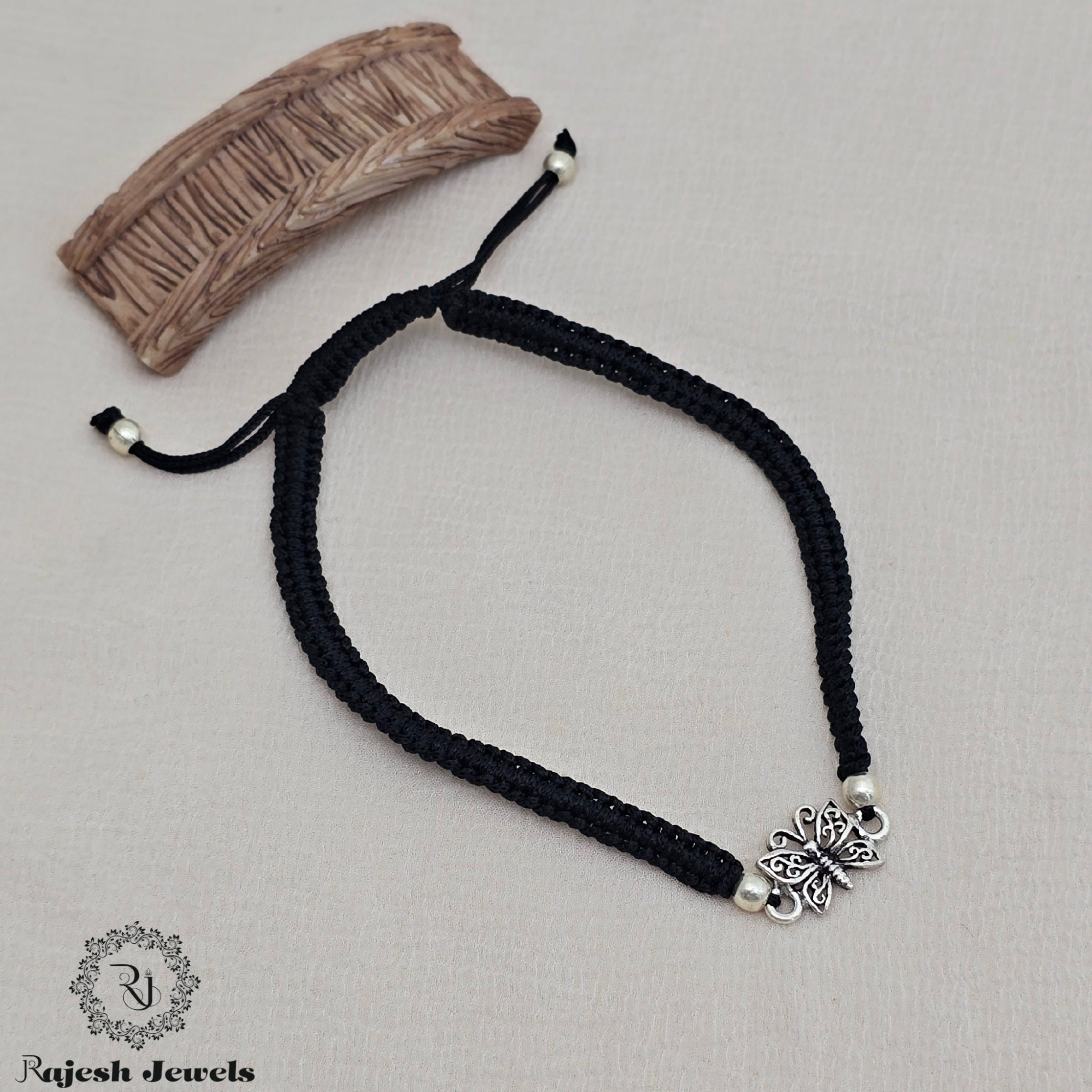 Butterfly Oxidised Nazariya Anklet