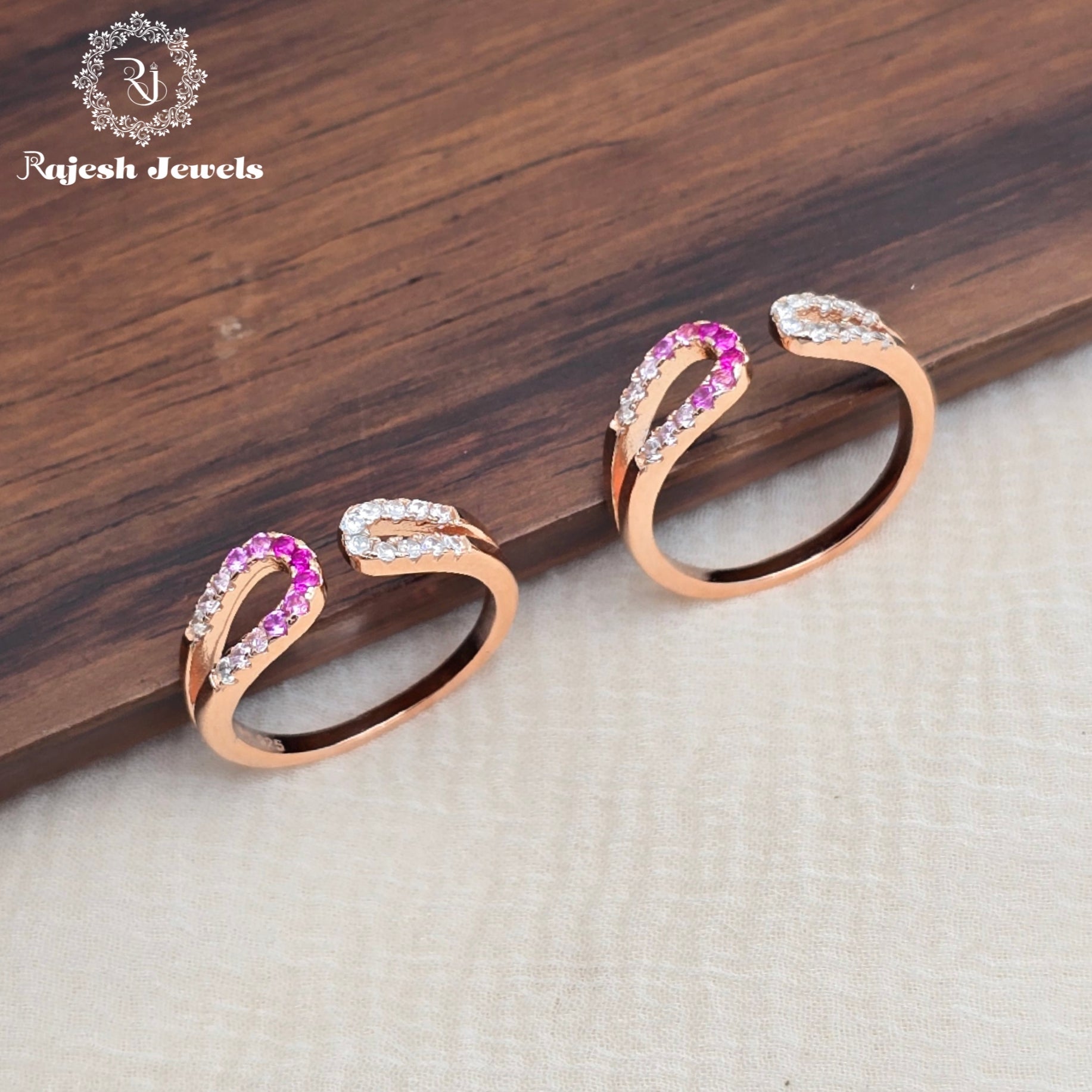 Beautiful Pink Rosegold Cz Toerings