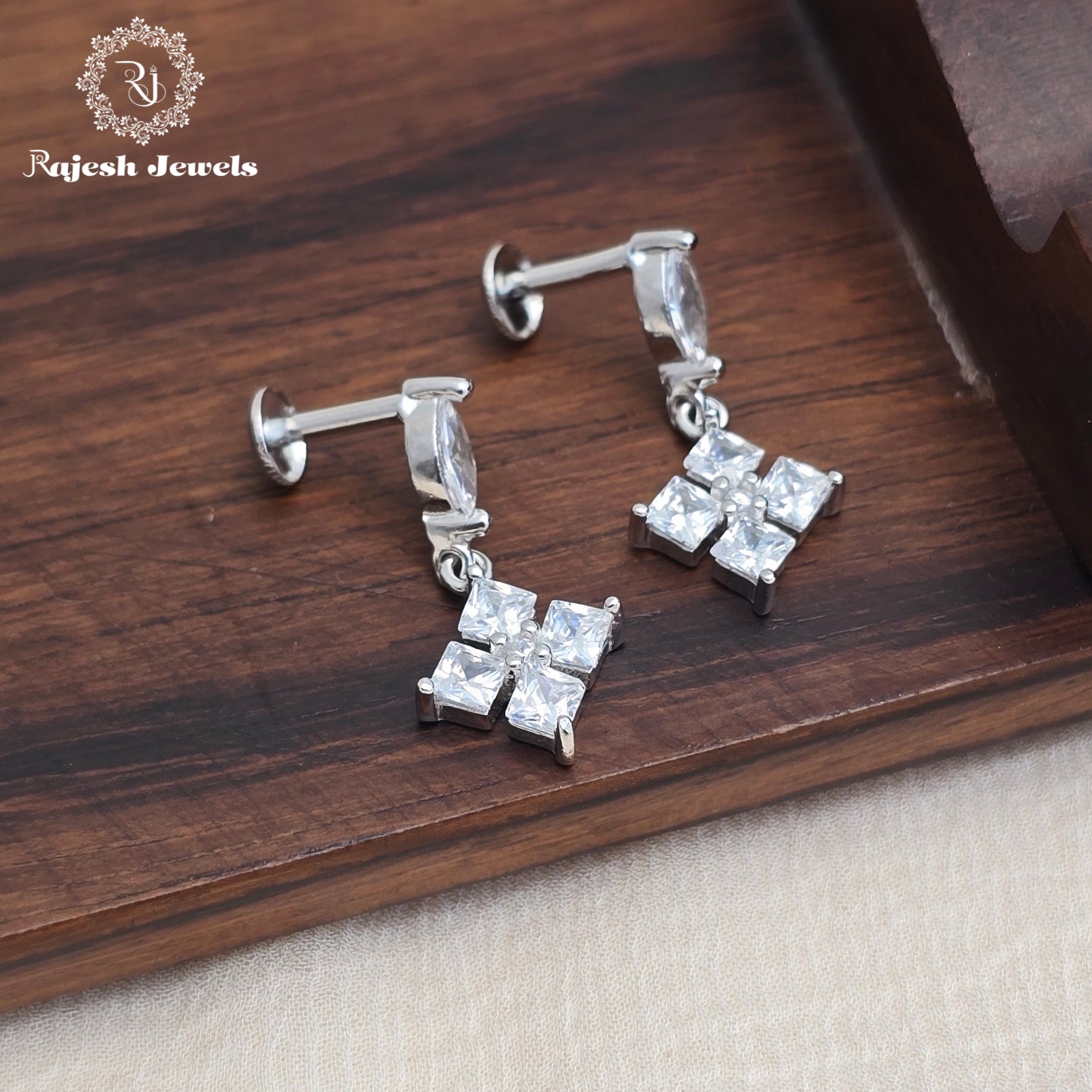 Opulent Cz South Screw Hanging Earrings