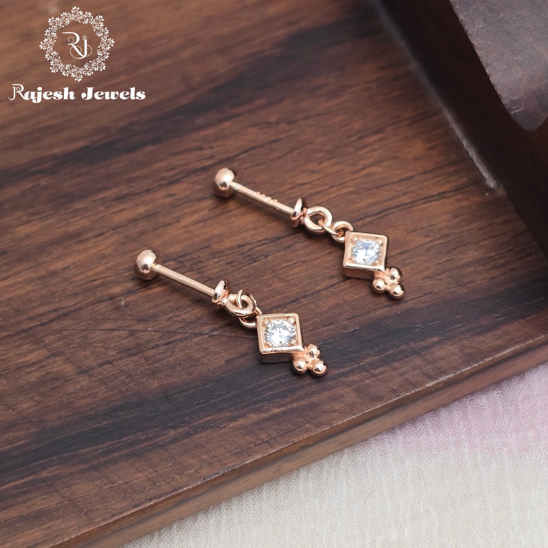 Alluring Rosegold Cz Bugadi Helix Earrings