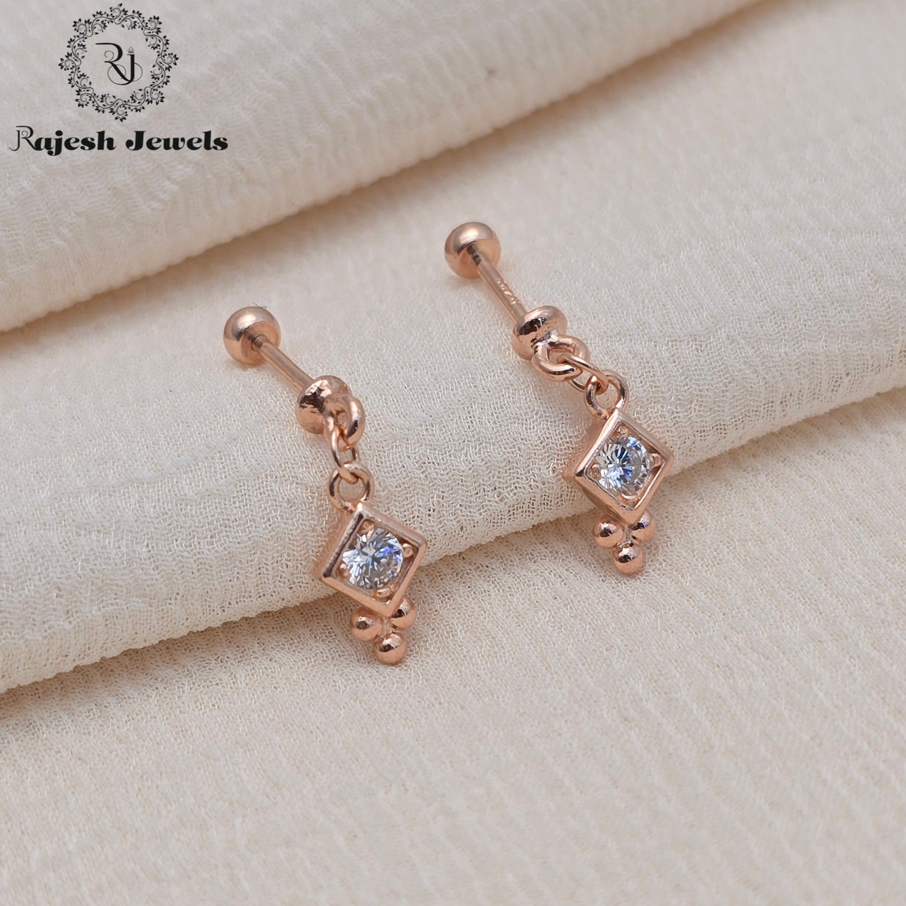 Alluring Rosegold Cz Bugadi Helix Earrings