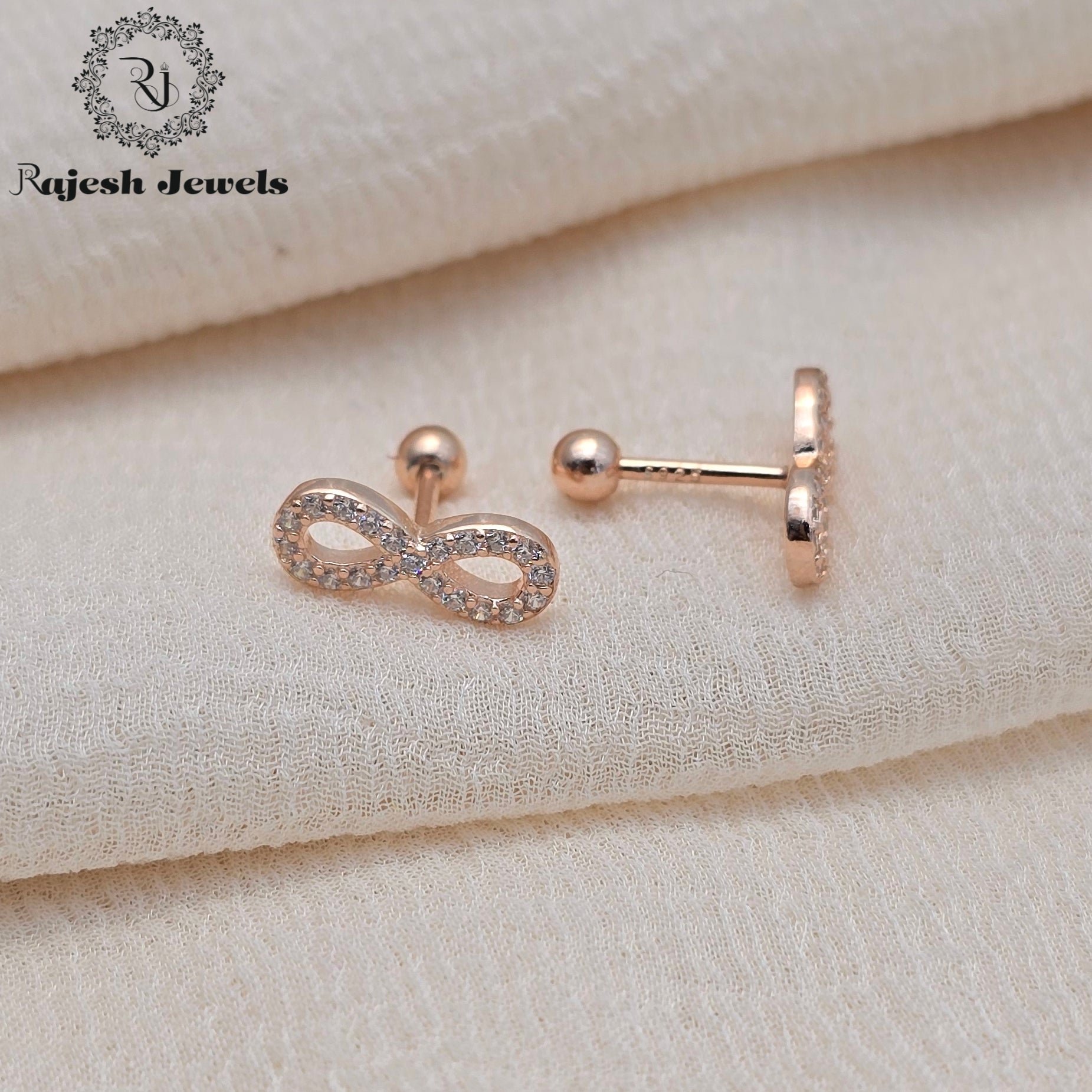 Attractive Infinity Cz Rosegold Minimalistic Earrings