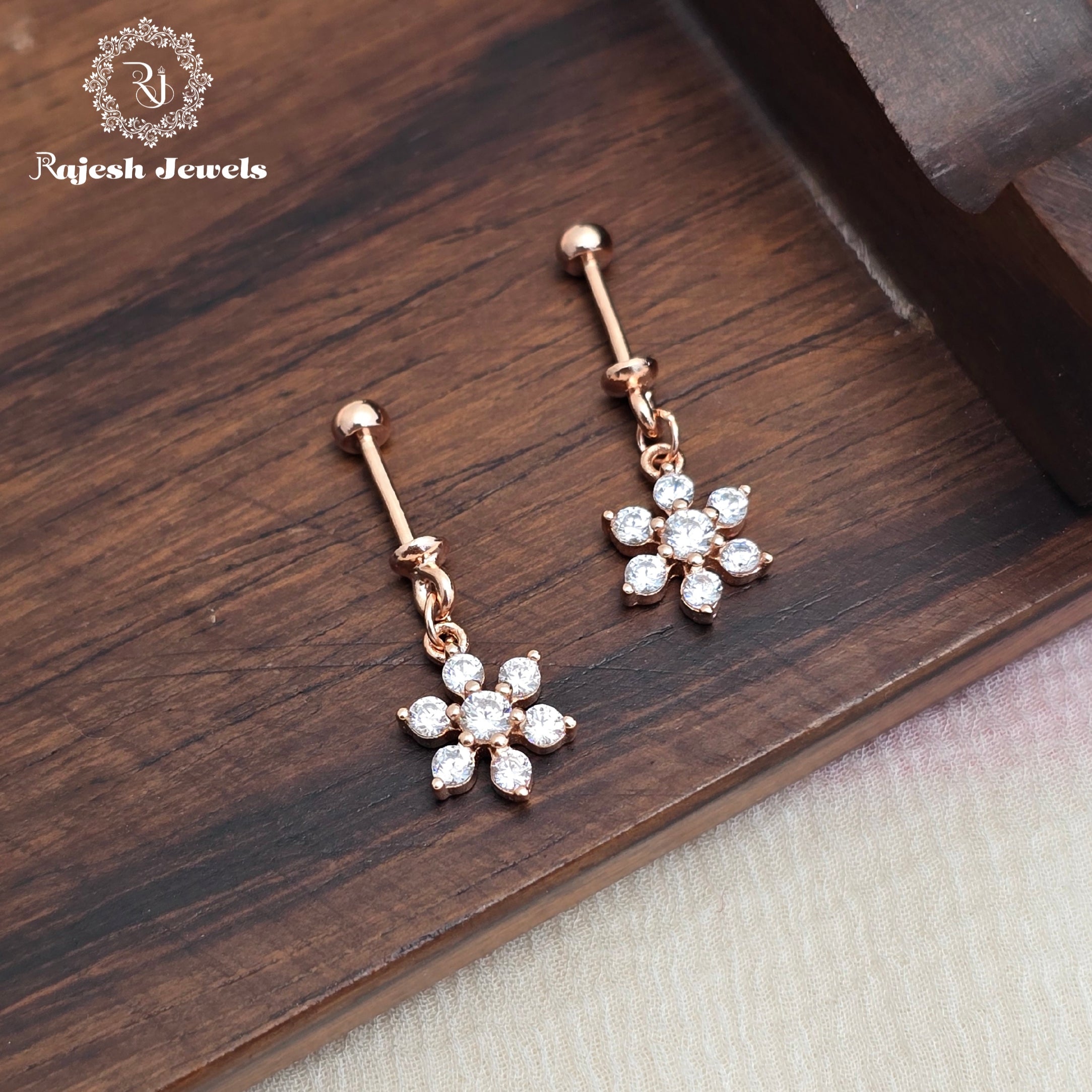 Adorable Cz Rosegold Helix Bugadi Earrings
