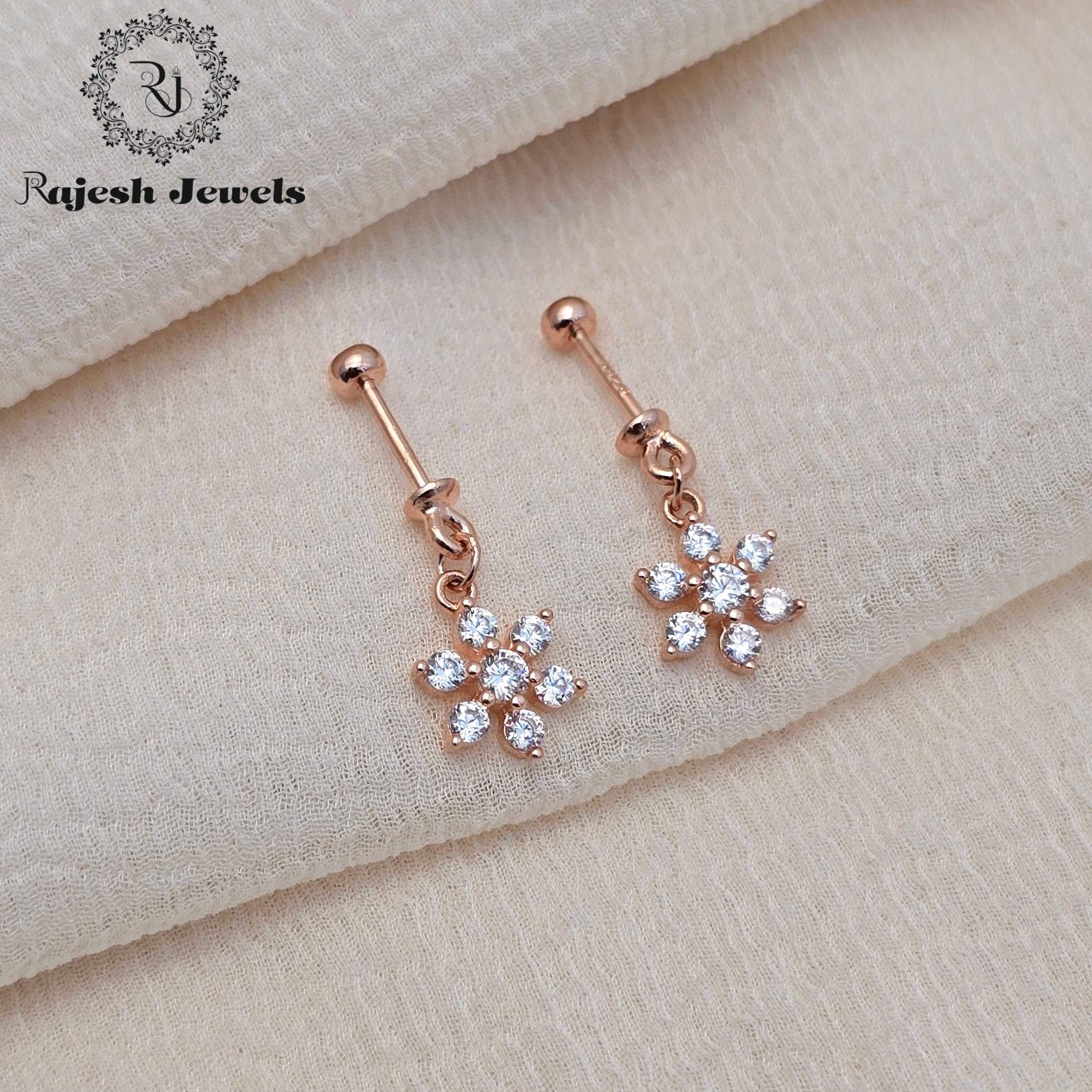 Adorable Cz Rosegold Helix Bugadi Earrings