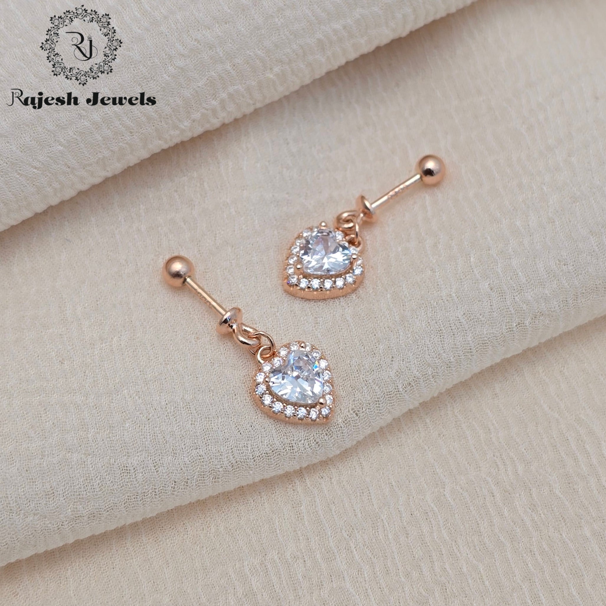 Heartfull Cz Rosegold Bugadi Helix Earrings