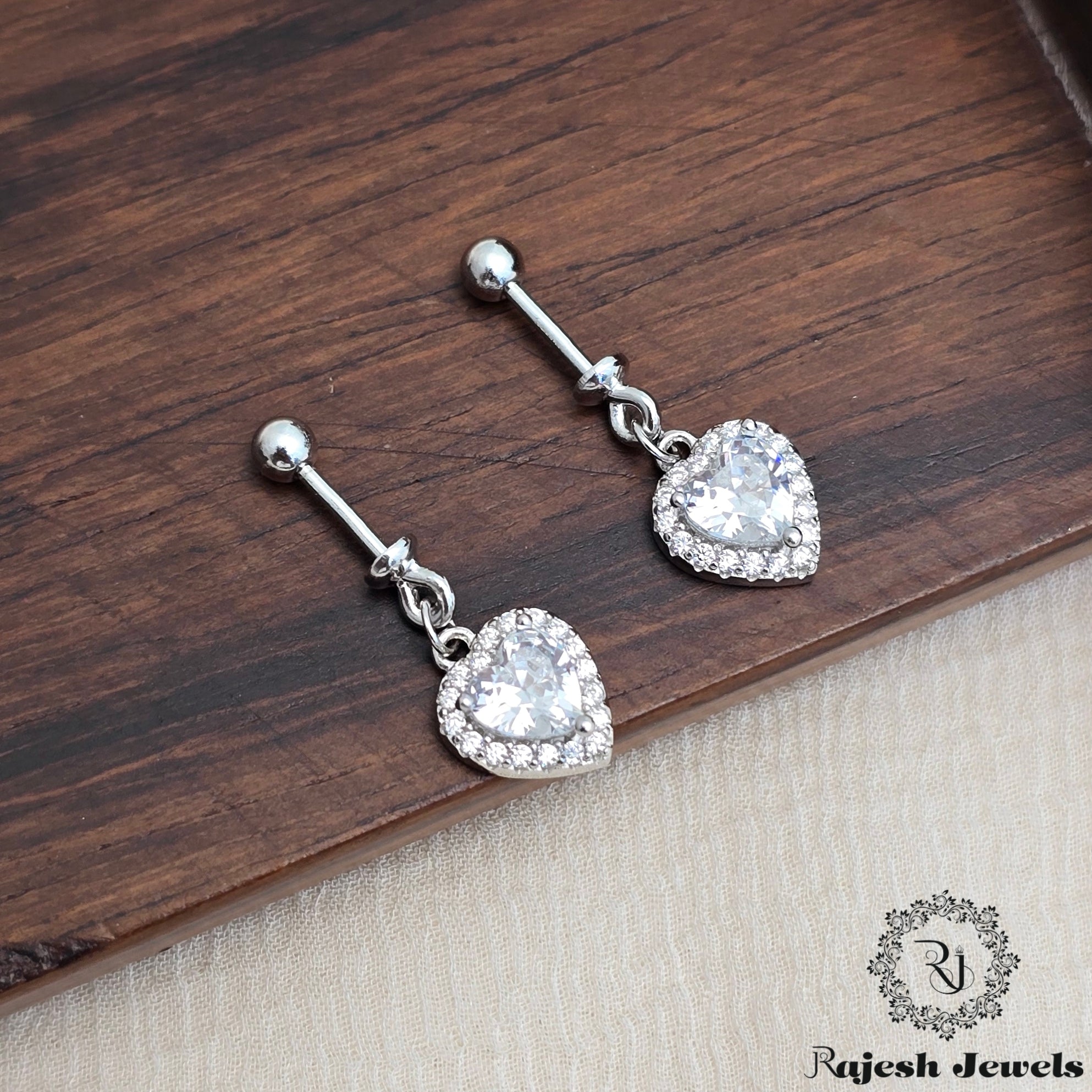 Heart Cz Halo Helix Bugadi Earrings