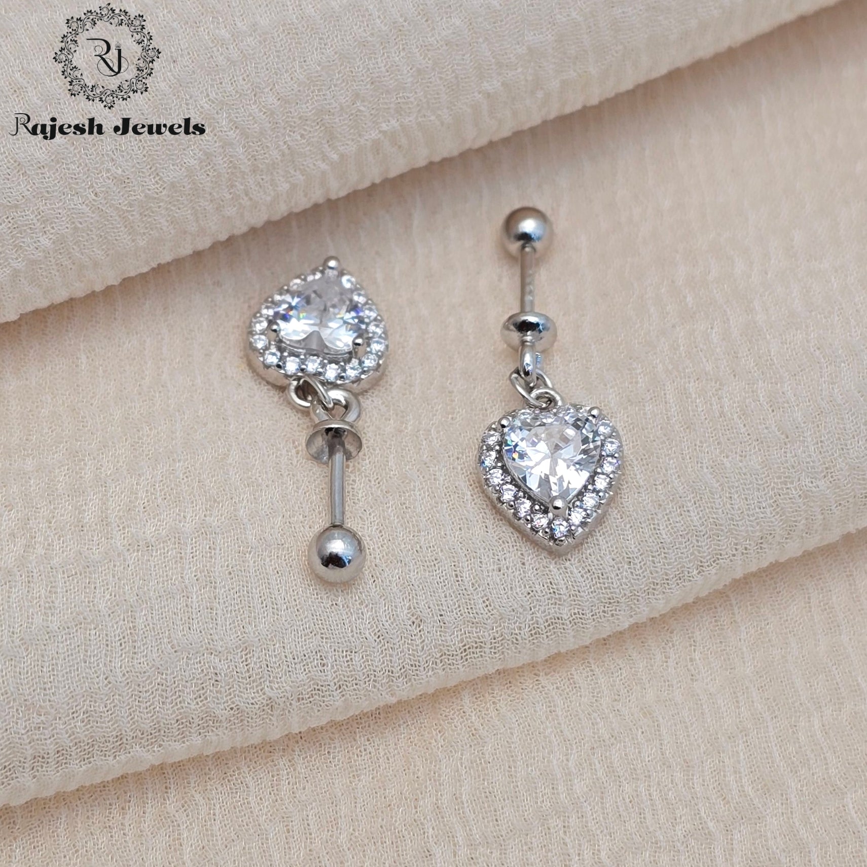 Heart Cz Halo Helix Bugadi Earrings