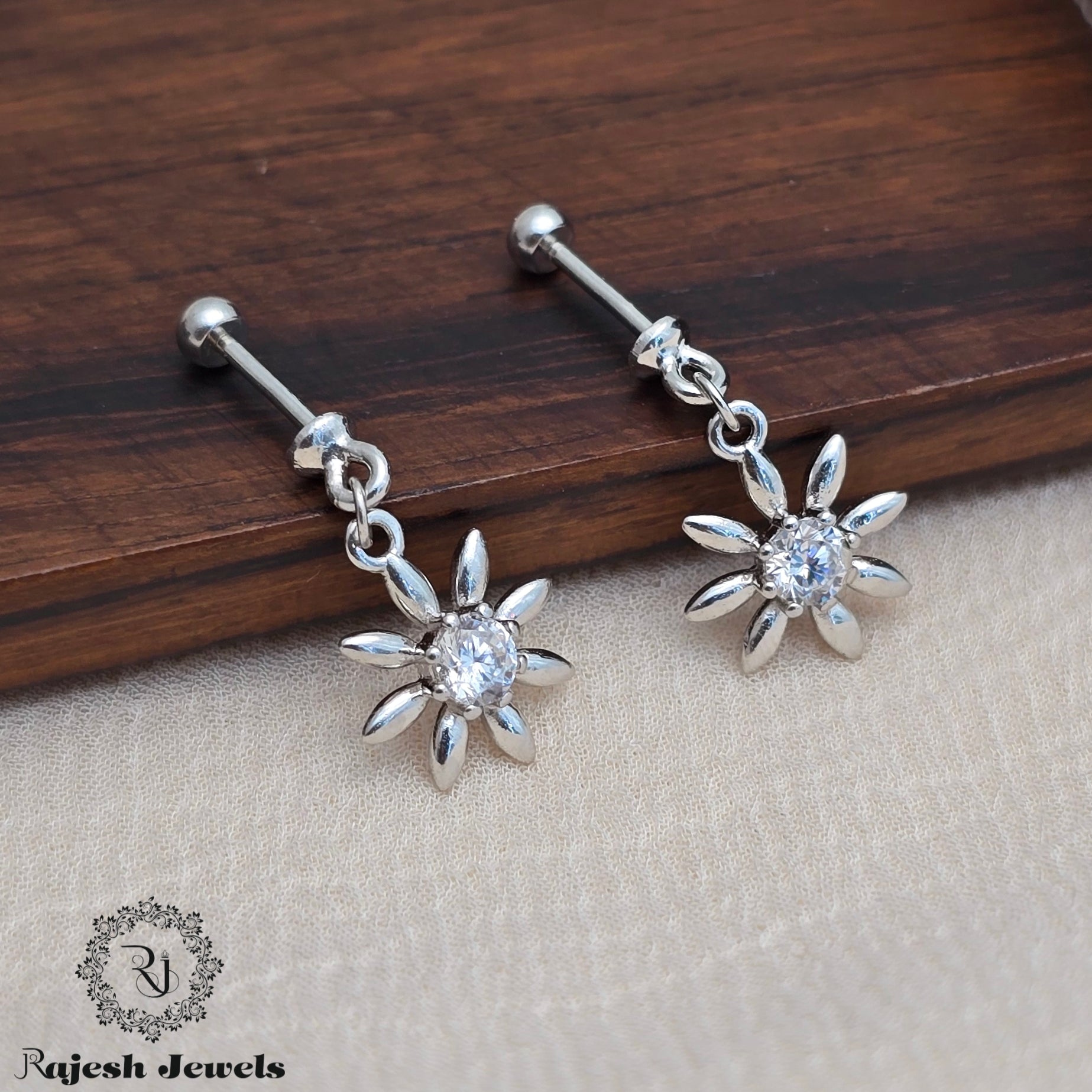 Floral Cz Bugadi Helix Earrings
