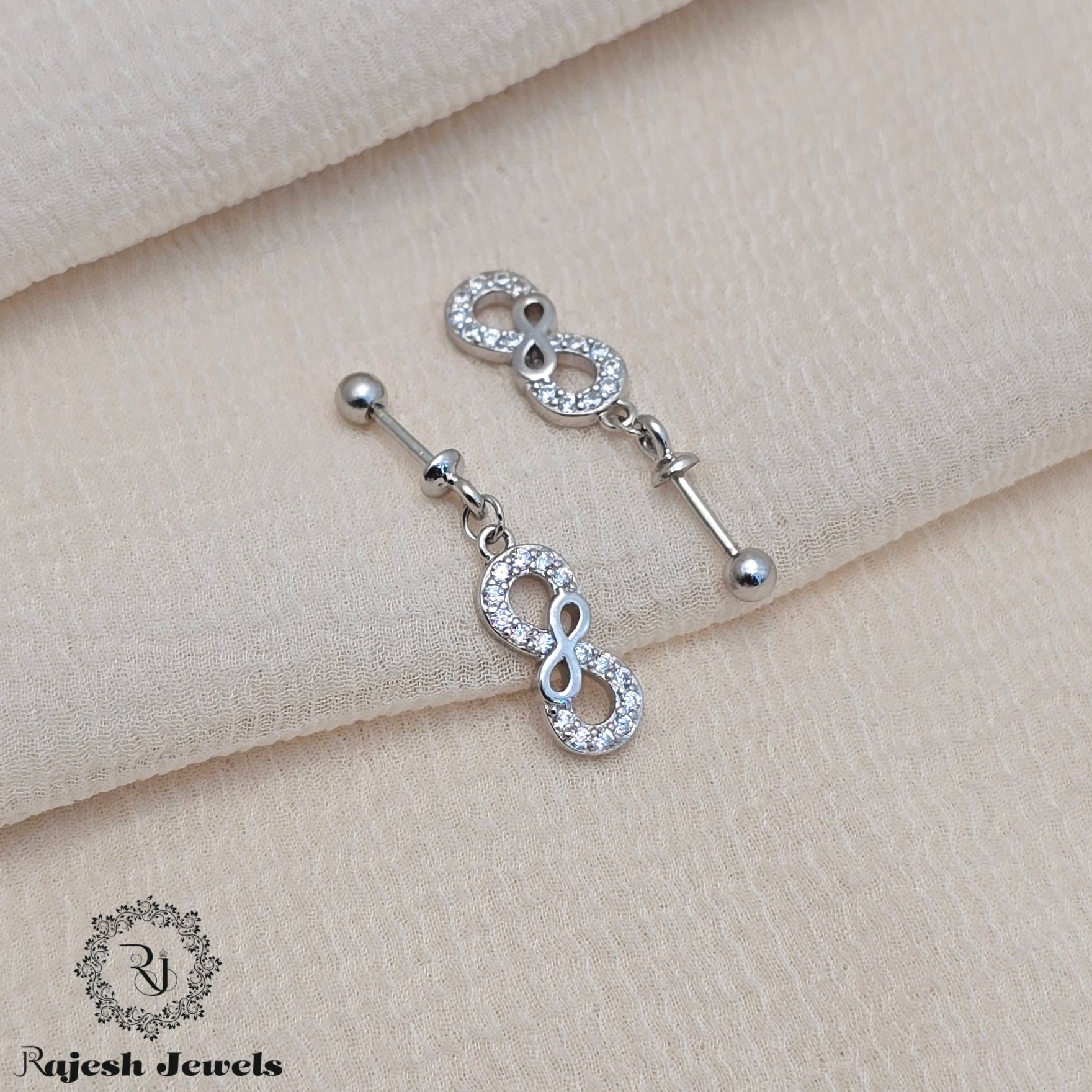 Pleasing Infinity Cz Bugadi Helix Earrings
