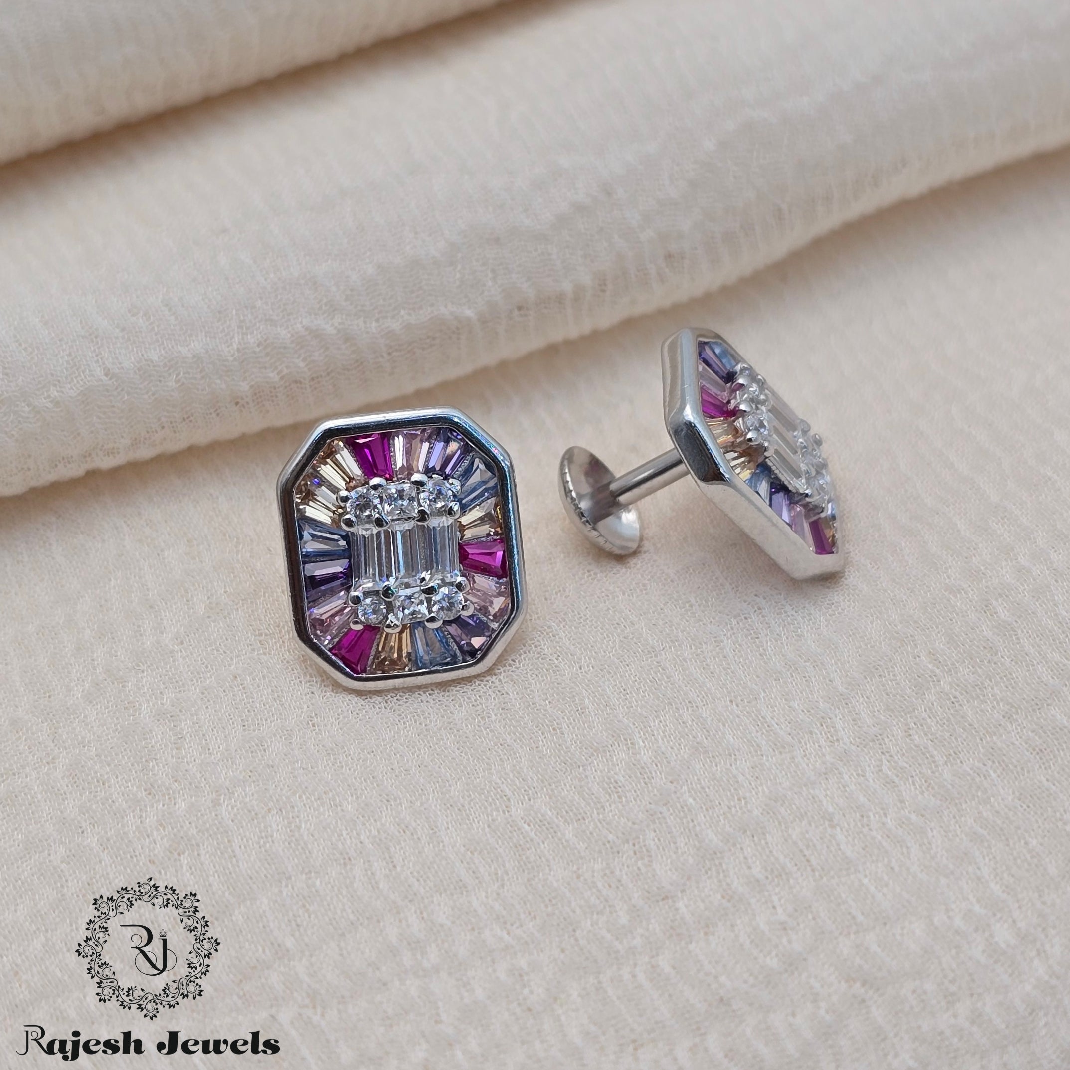 Blossomy Cz Silver Stud Earrings