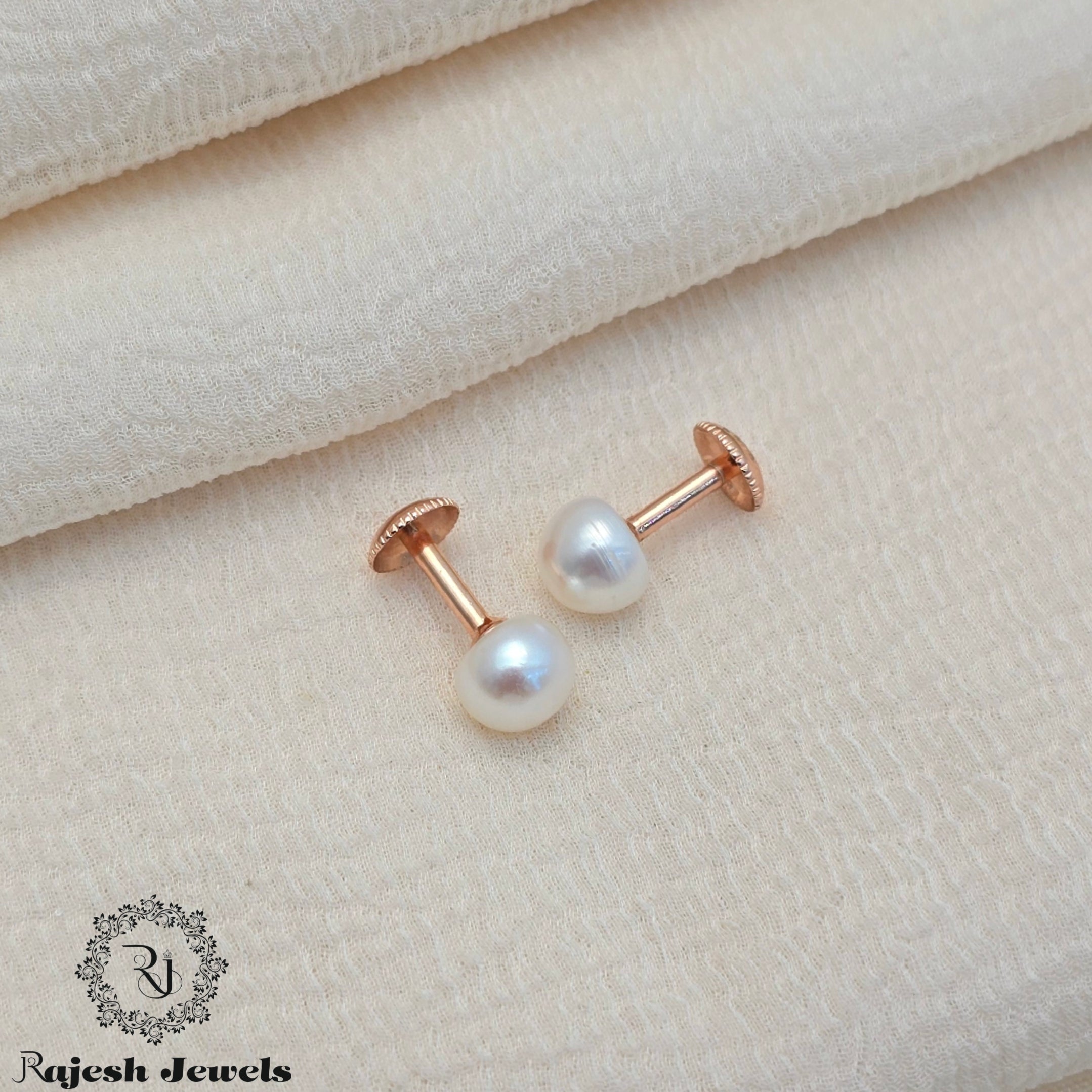 Classy Pearl Rosegold Silver Stud Earrings