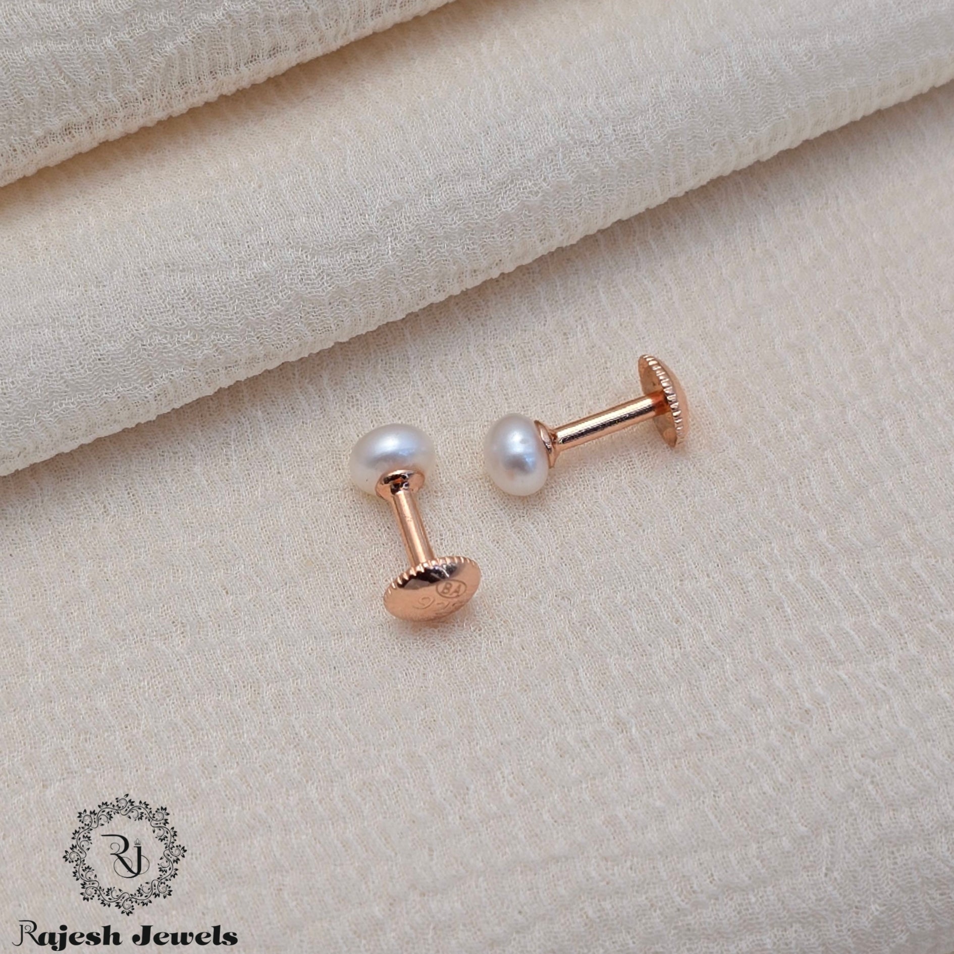 Authentic Pearl Rosegold Stud Earrings