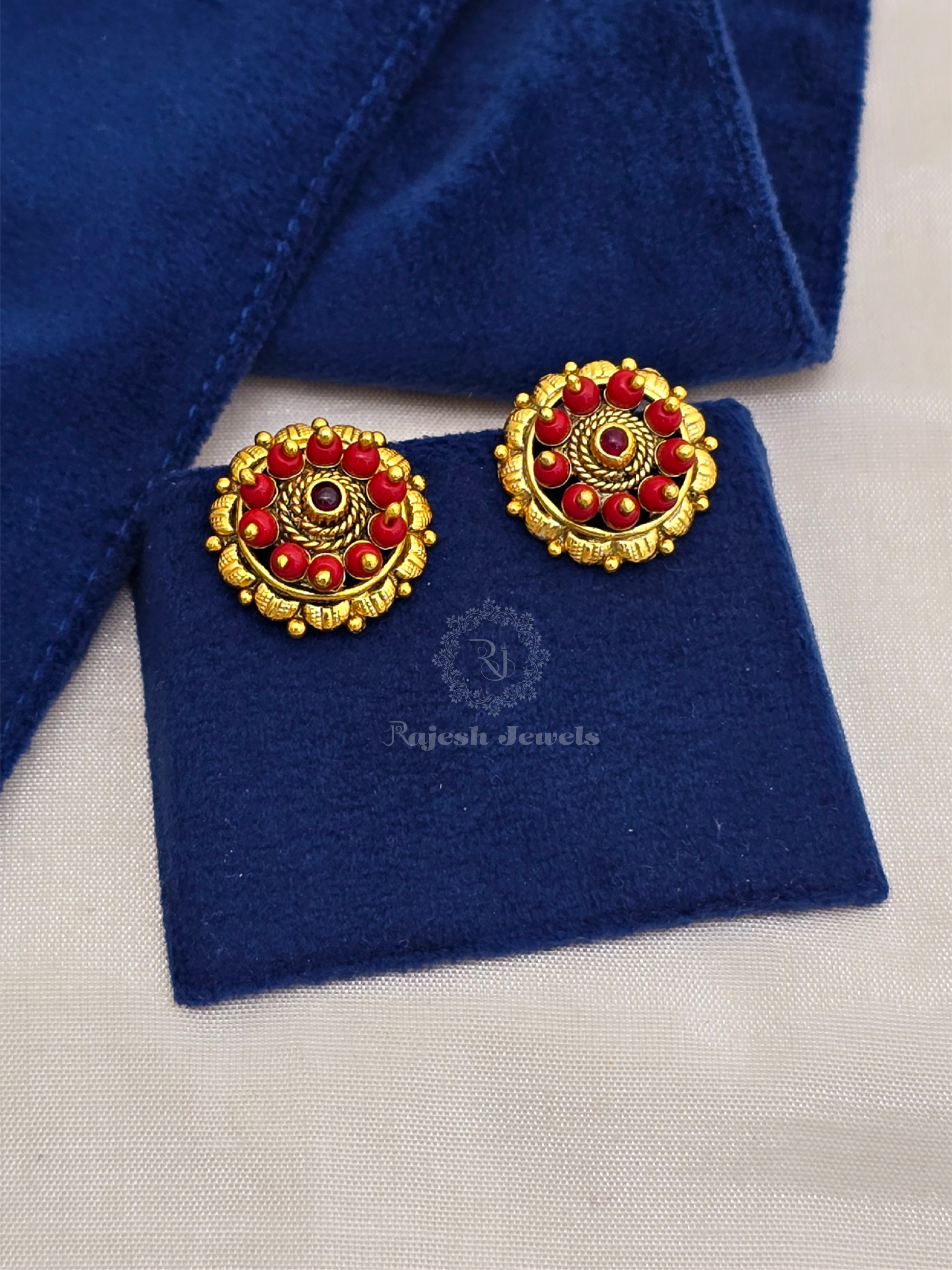 Coral Gold Plated South Screw Earrings
