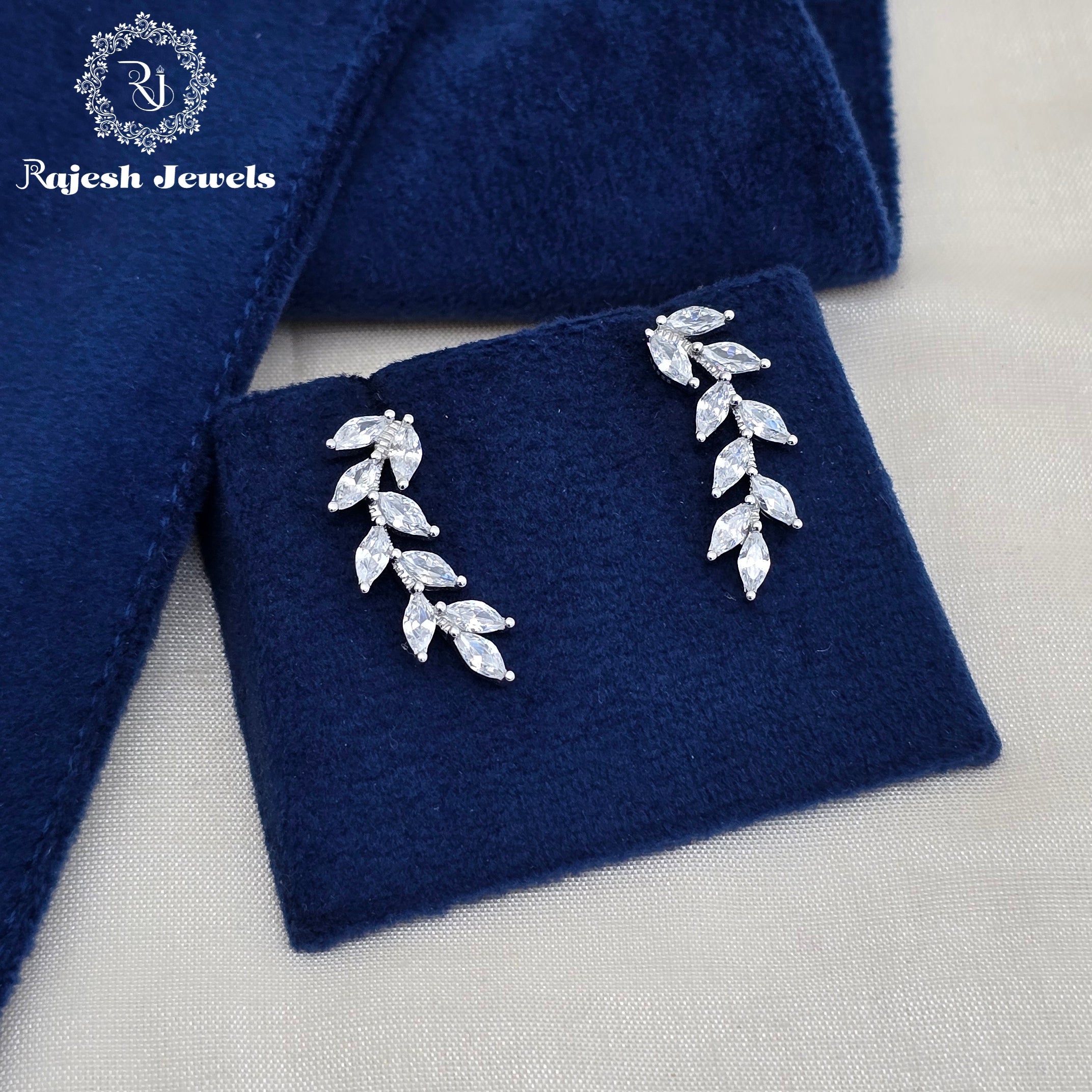 Sparkling Leafy Cz Bluetooth Earrings