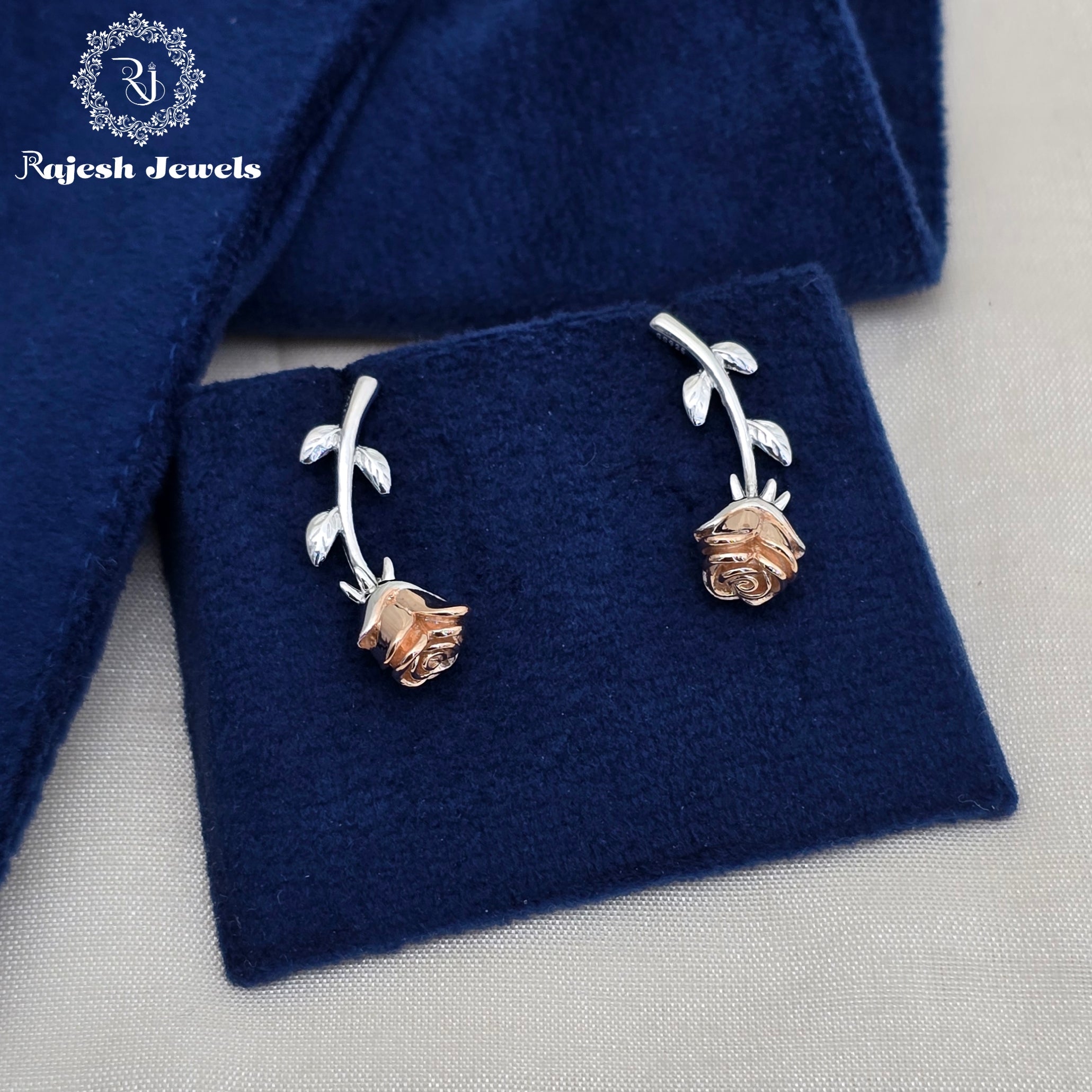 Rose Design Dual Tone Bluetooth Earrings