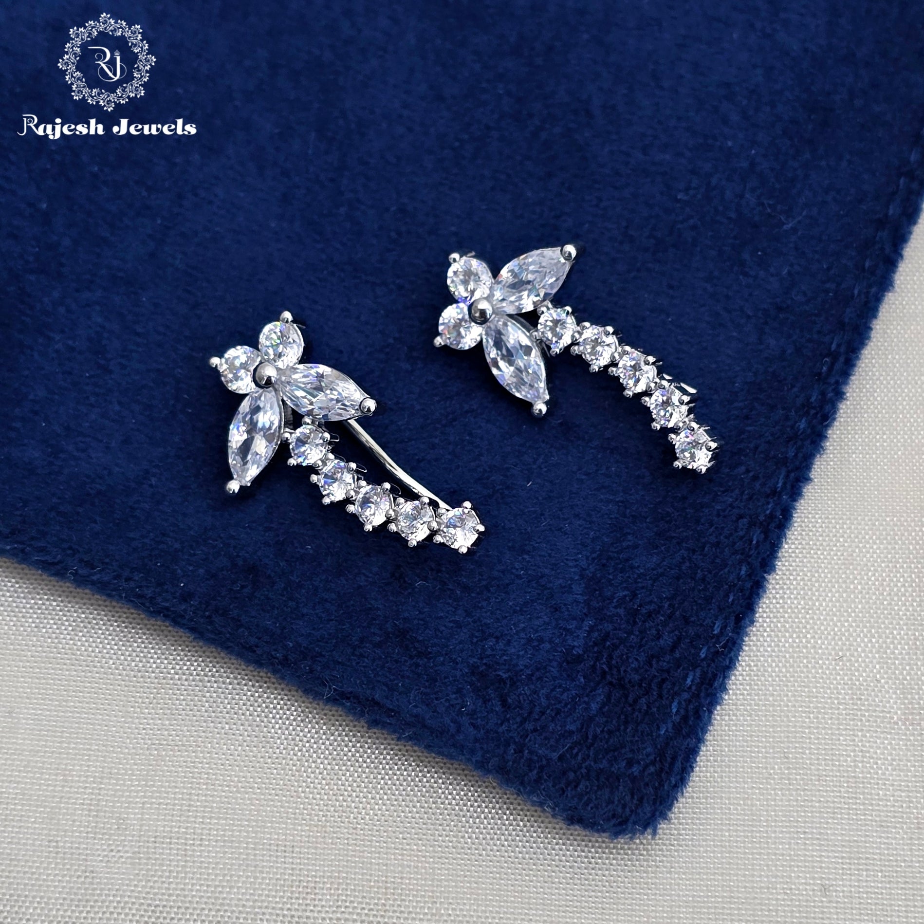 Butterfly Cz Rodhium Finish Bluetooth Earrings