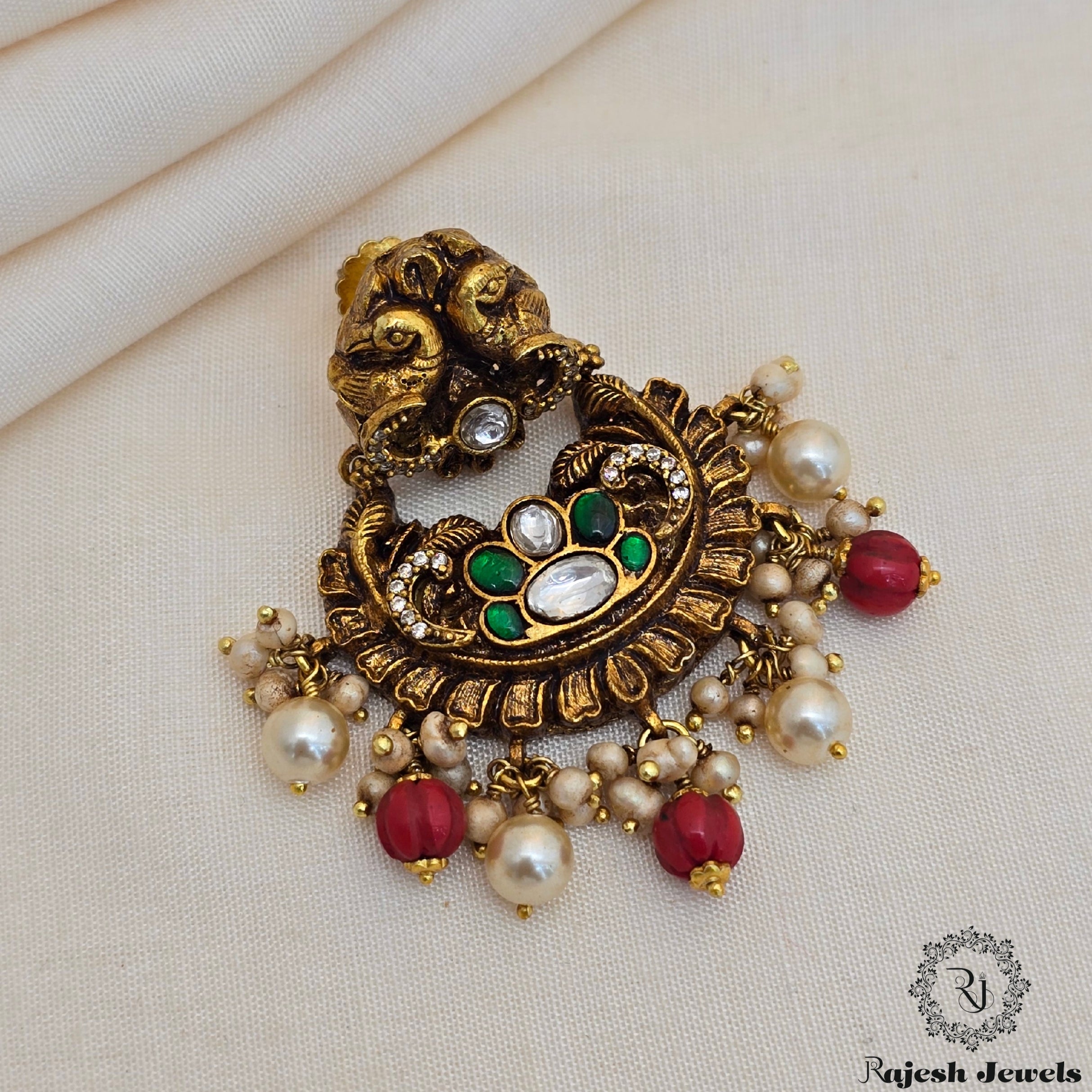 Mesmerizing Peacock Antique Finish Chandbali Earrings