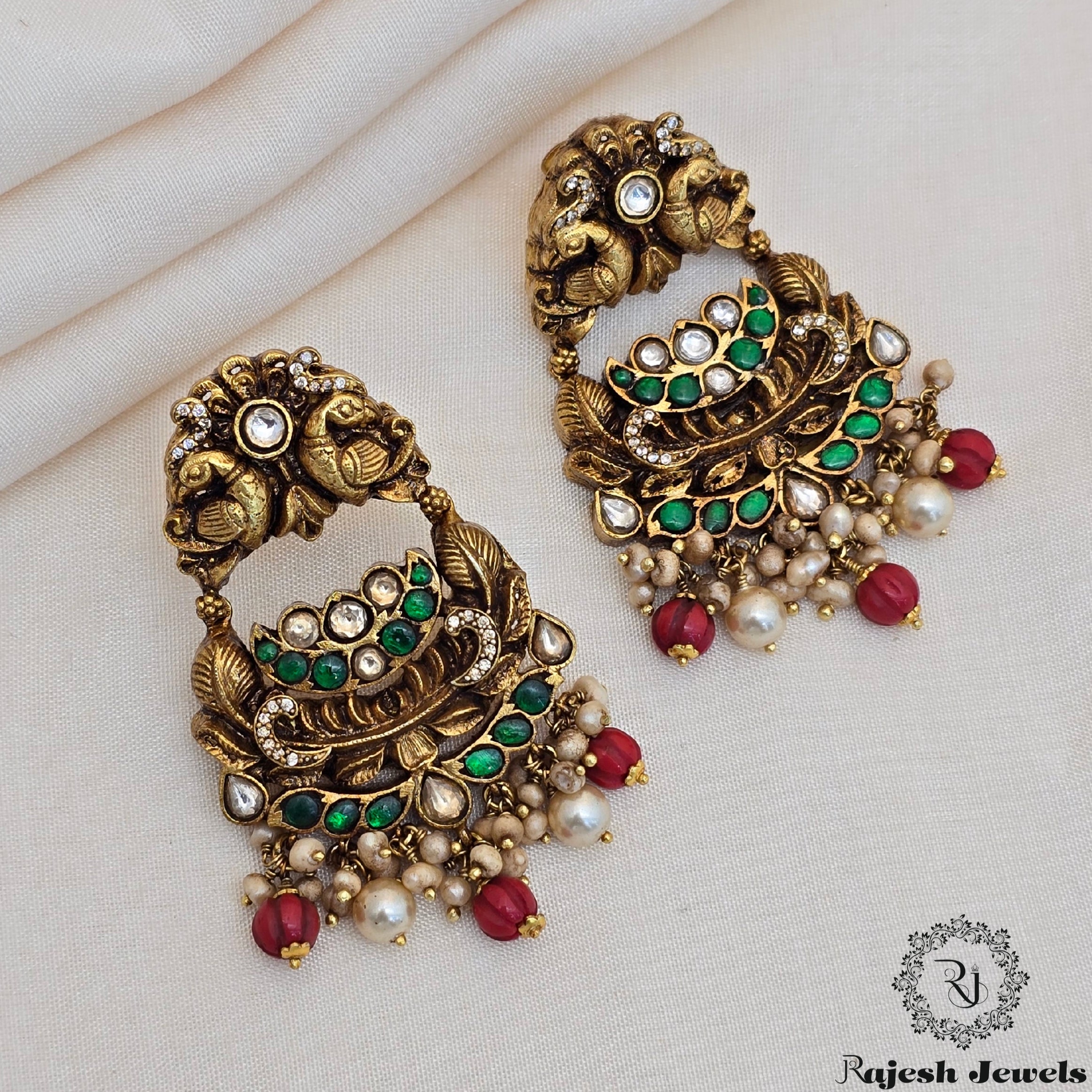 Authentic Silver Gold Polished Chandbali Earrings