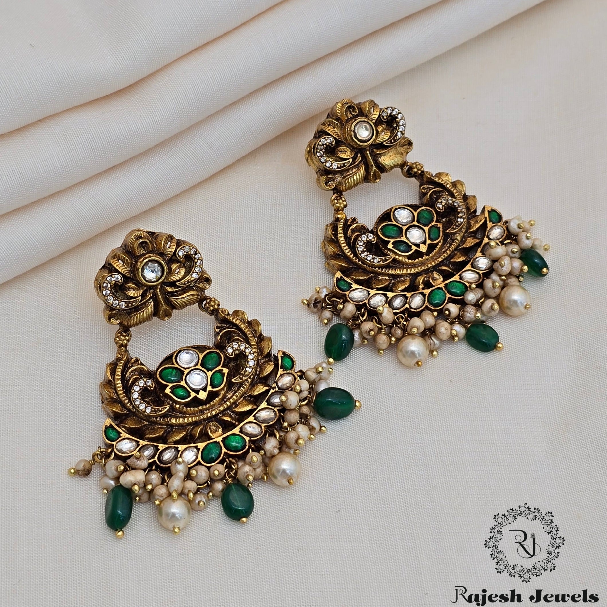 Fantastic Antique Finish Chandbali Earrings