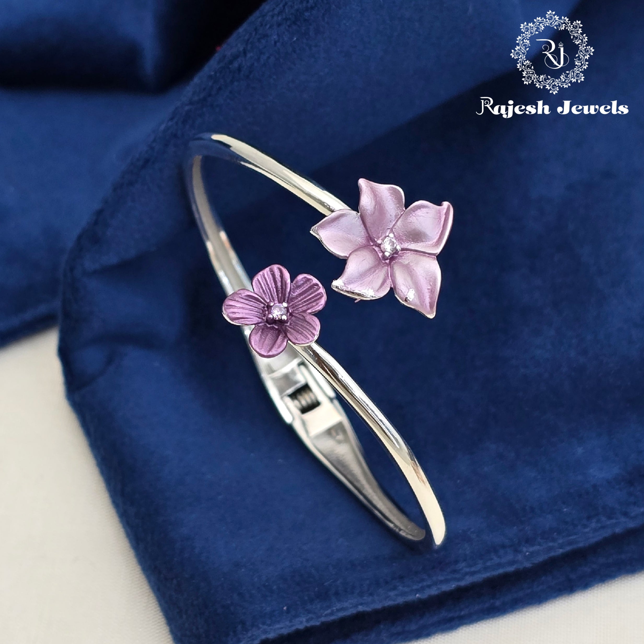 Engrossing Enamel Rodhium Finish Hand Kada