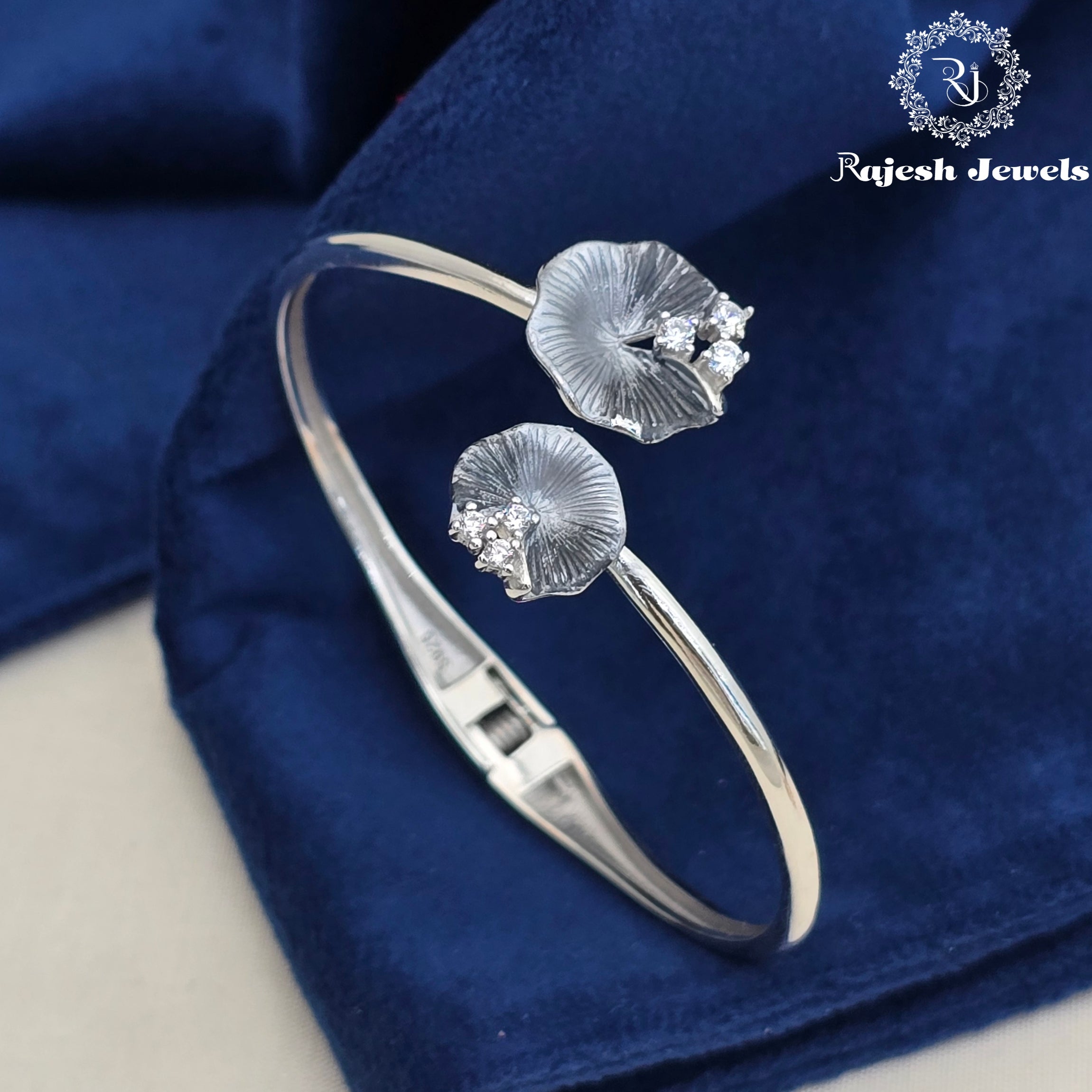 Vibrant Enamel Rodhium Finish Hand Kada