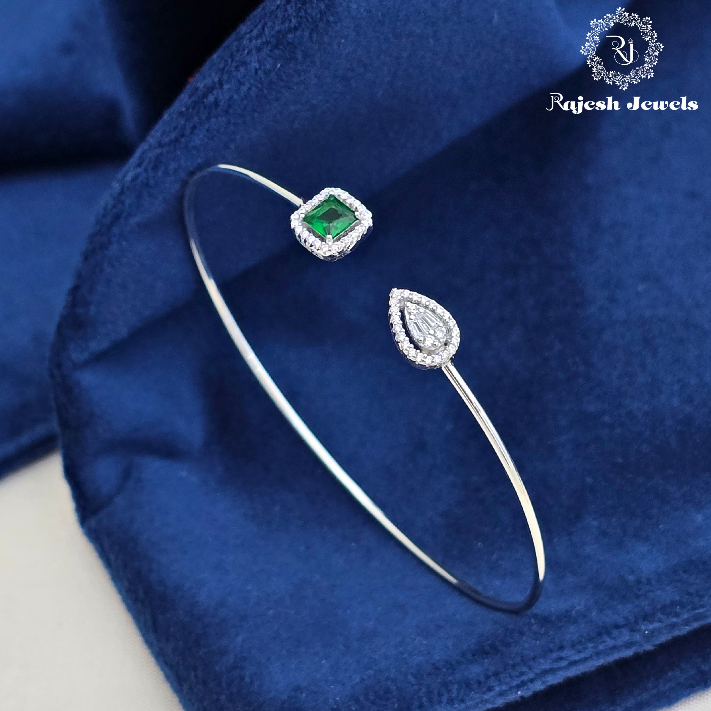 Amazing Cz Rodhium Finish Hand Kada