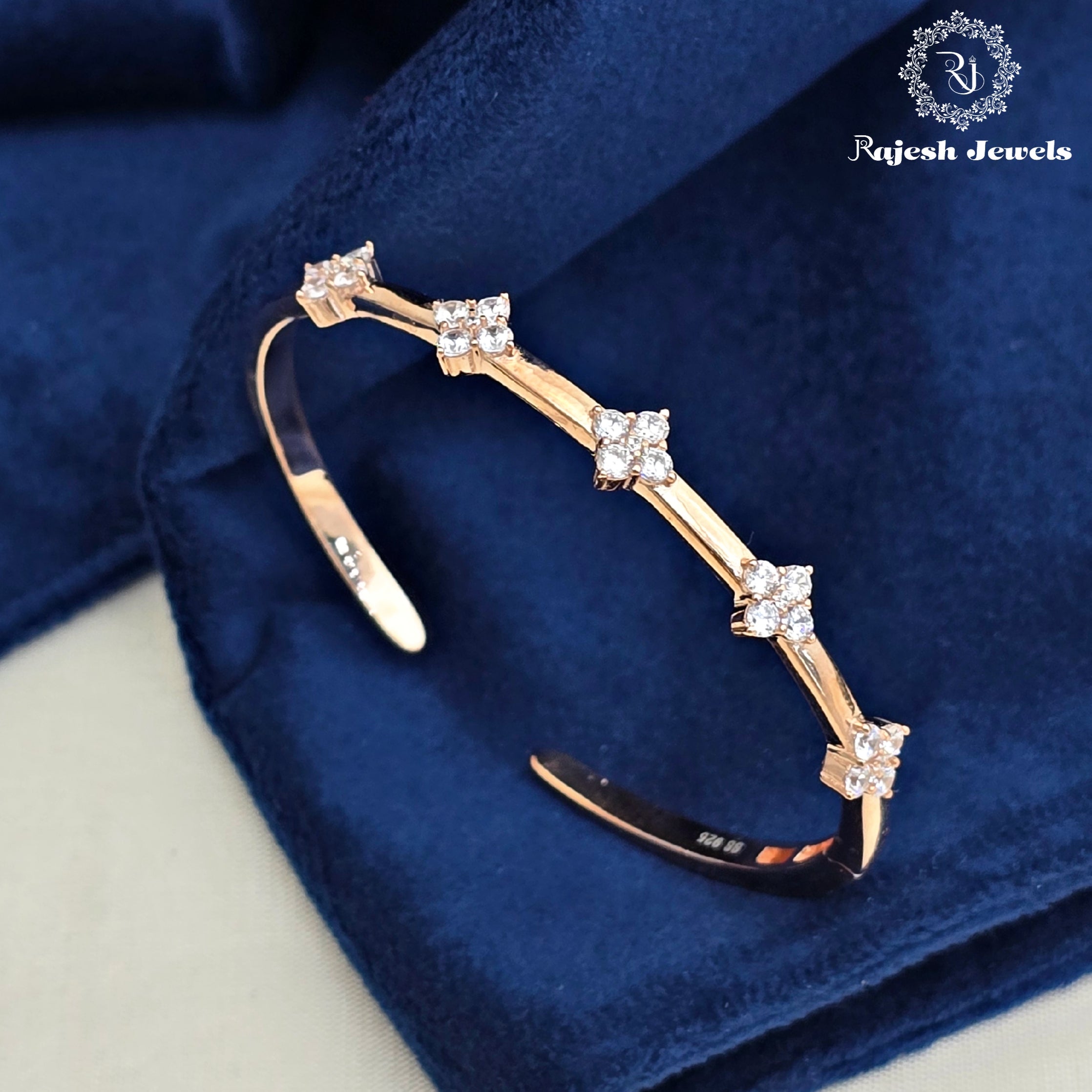Enchanting Cz Rosegold Hand Kada
