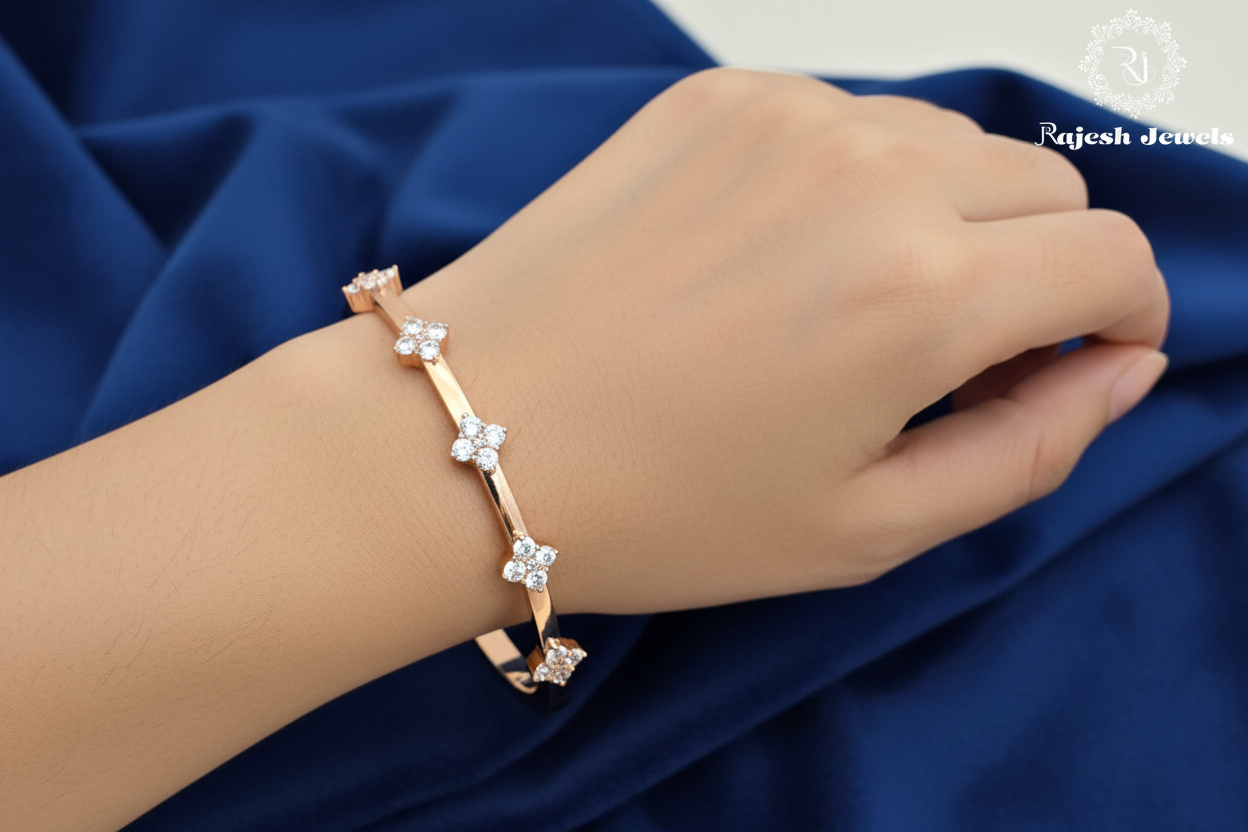 Enchanting Cz Rosegold Hand Kada