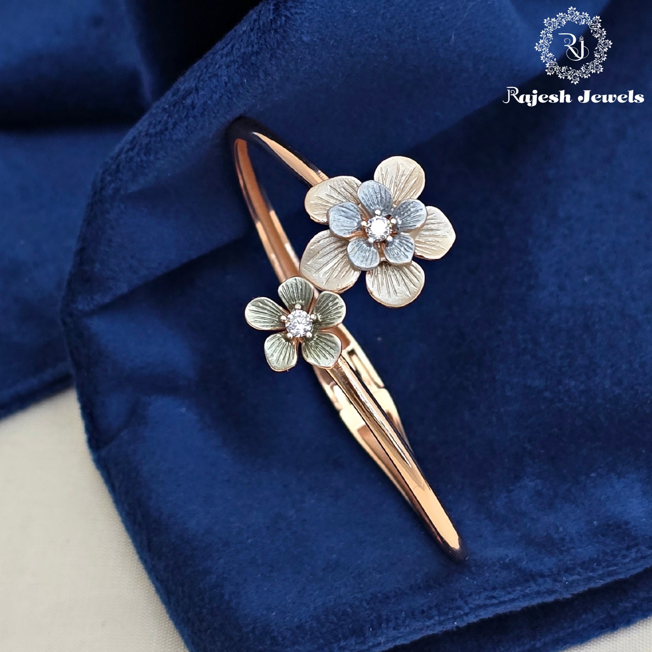 Gorgeous Enamel Rosegold Finish Hand Kada