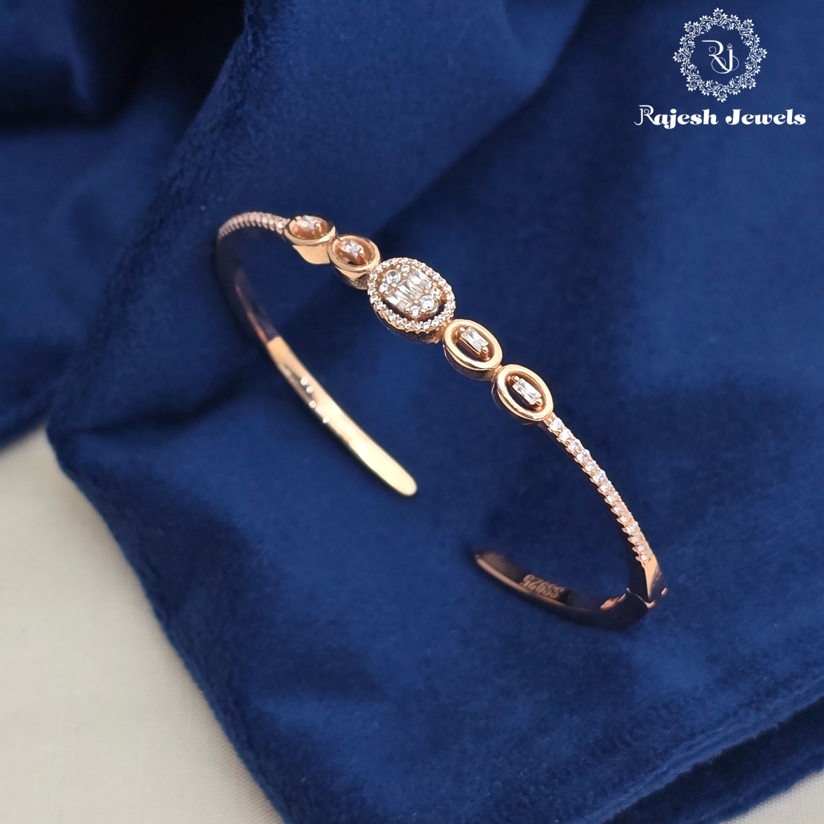 Graceful Cz Rosegold Hand Kada