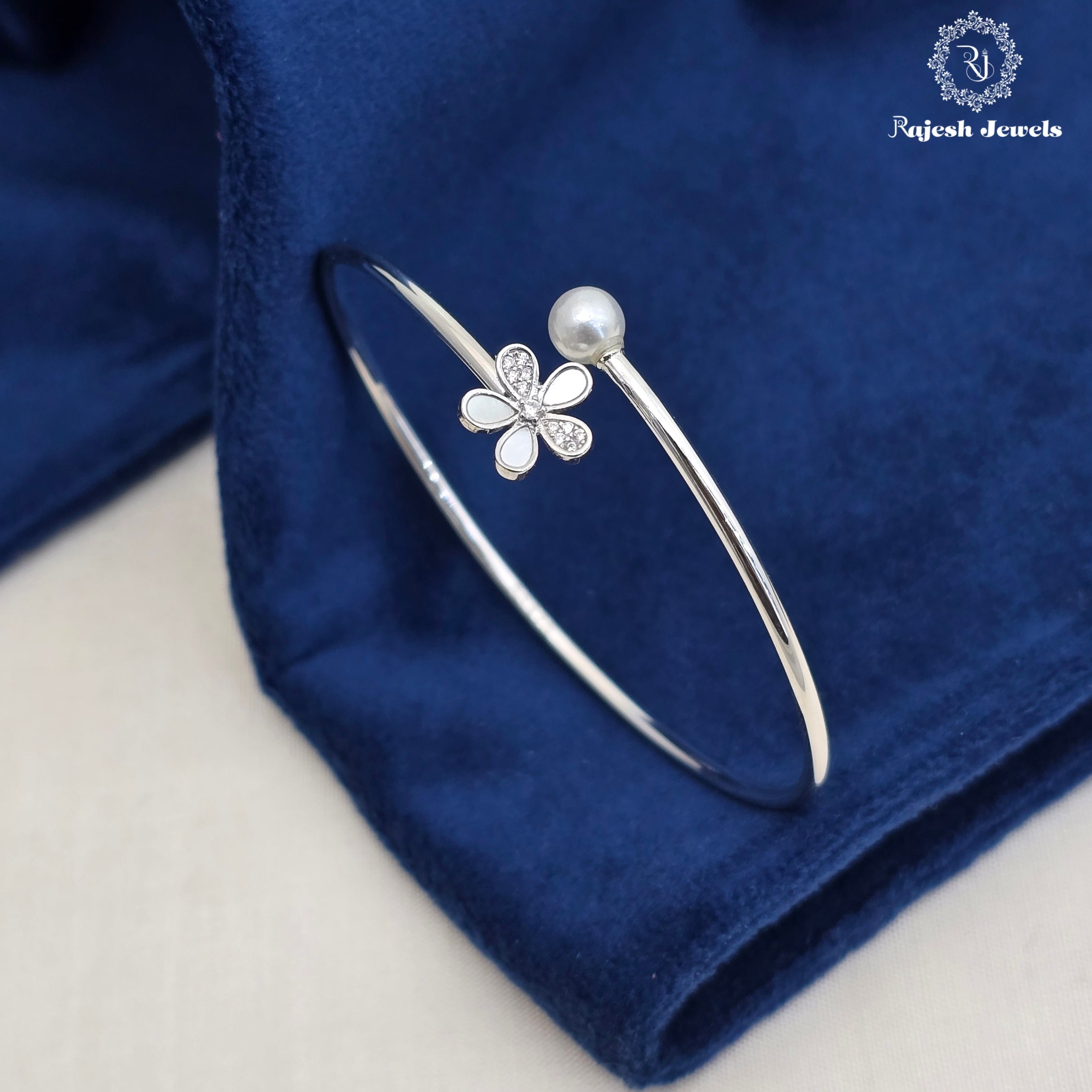 Shimmering Pearl Cz Hand Kada