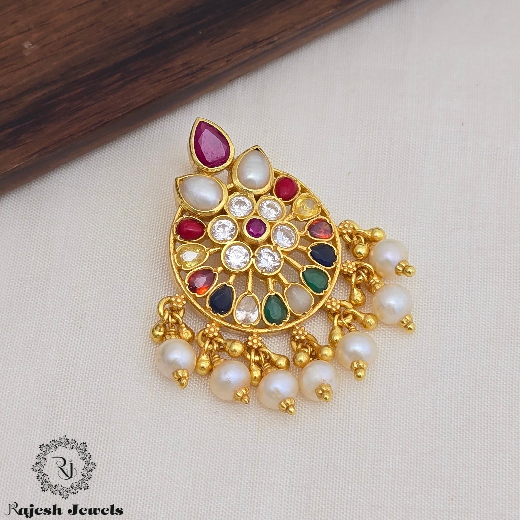 Navaratna Silver Gold Polished Pendant