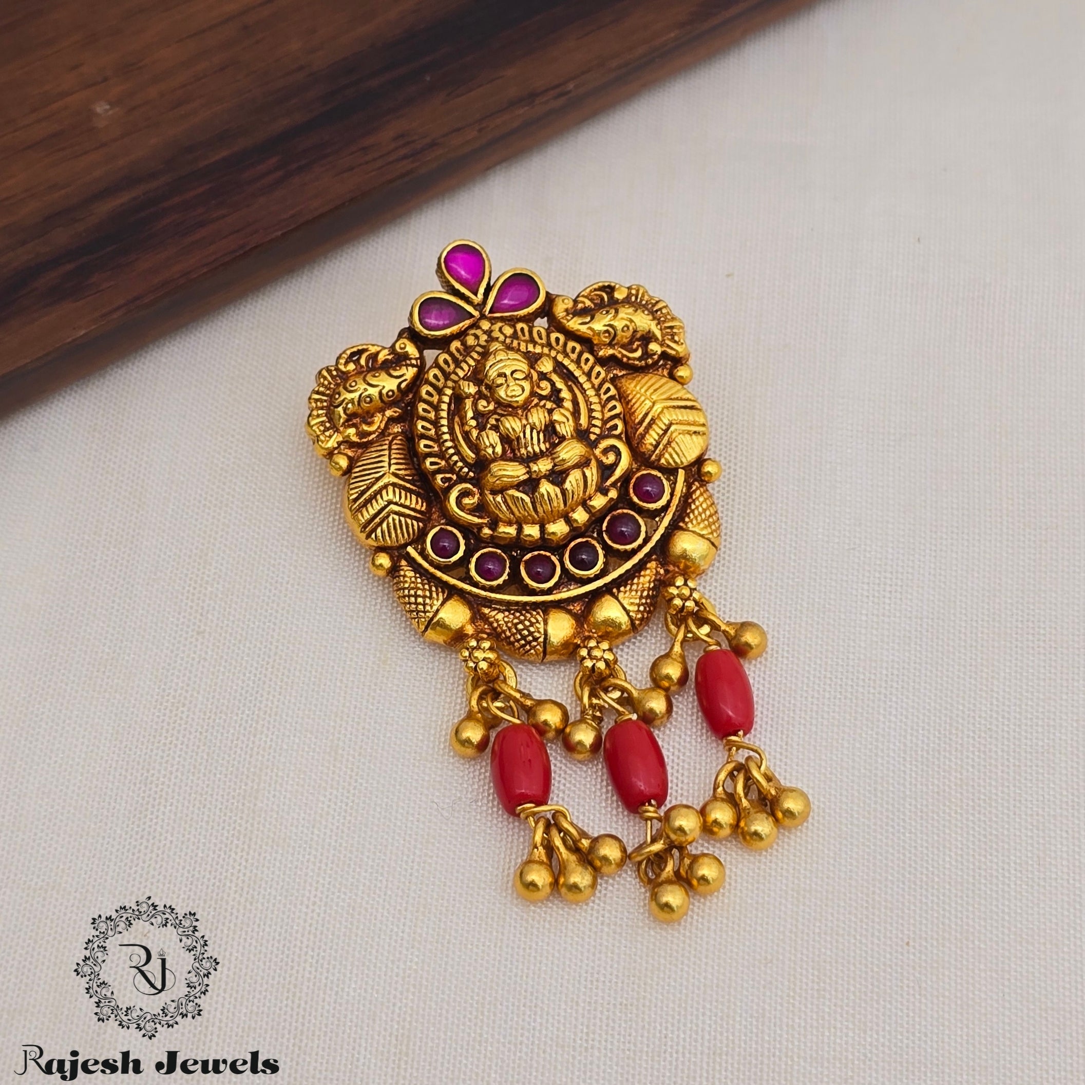Blissful Lakshmi Silver Antique Finish Pendant