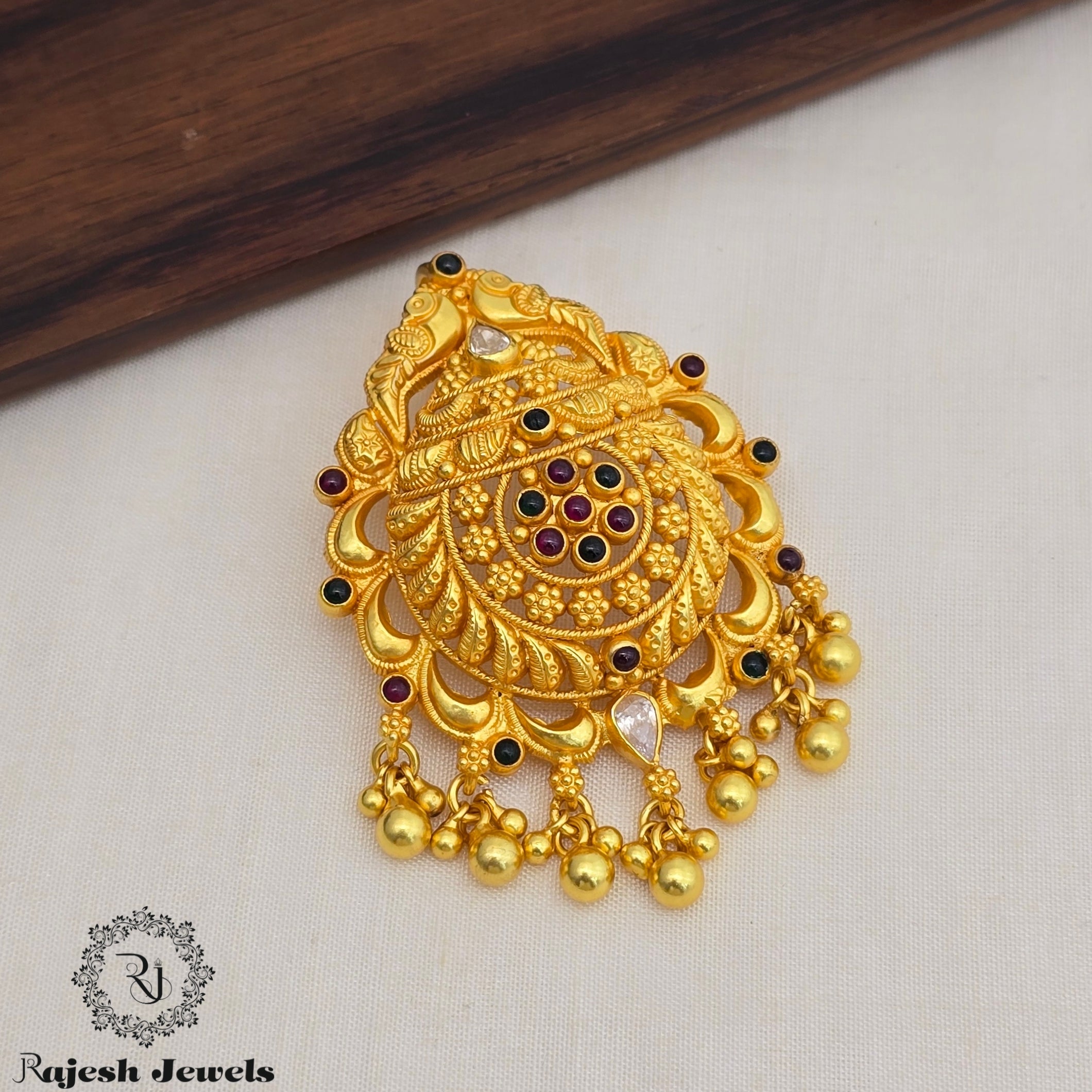 Impressive Nakshi Silver Gold Polished Pendant