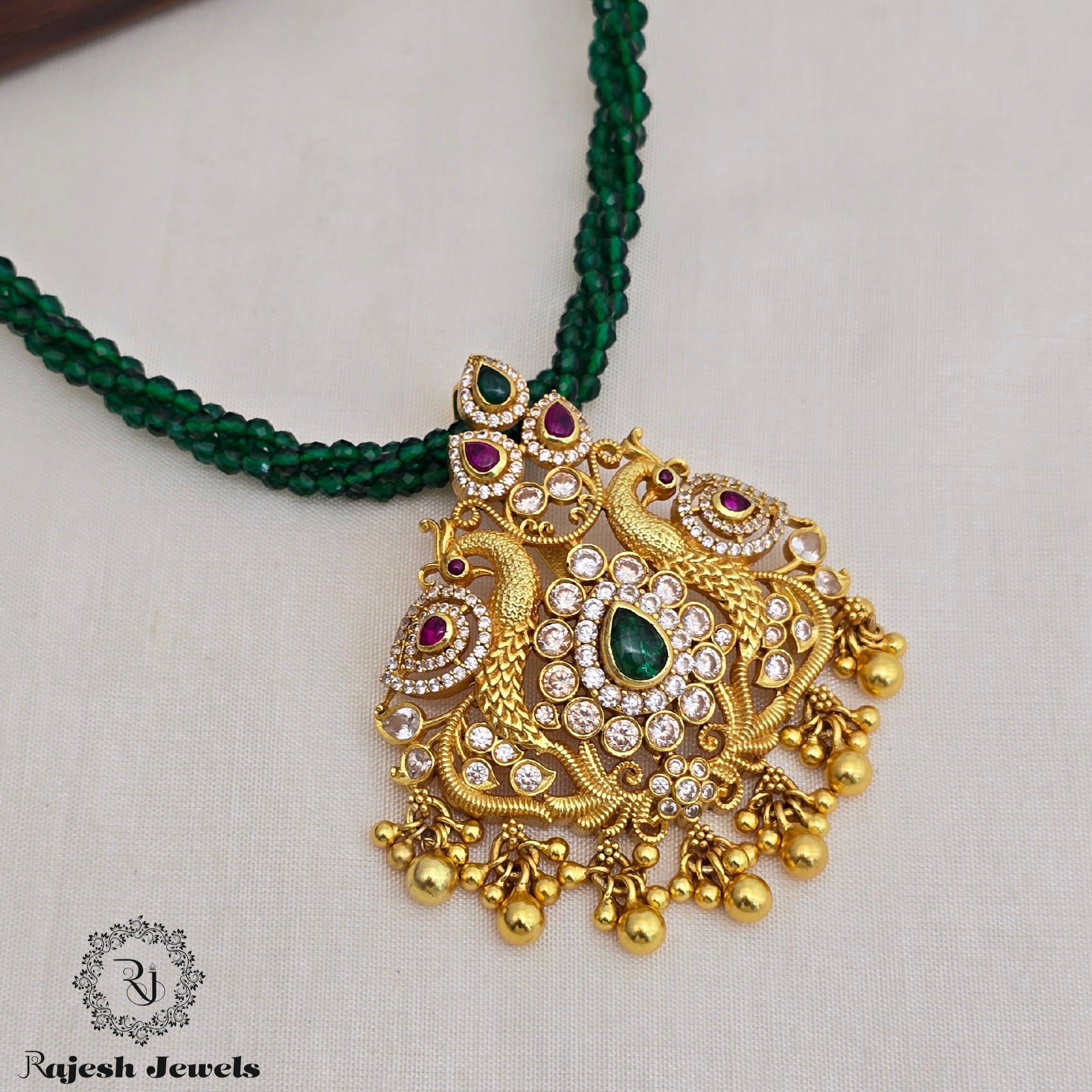 Mesmerizing Cz Green Beads Necklace