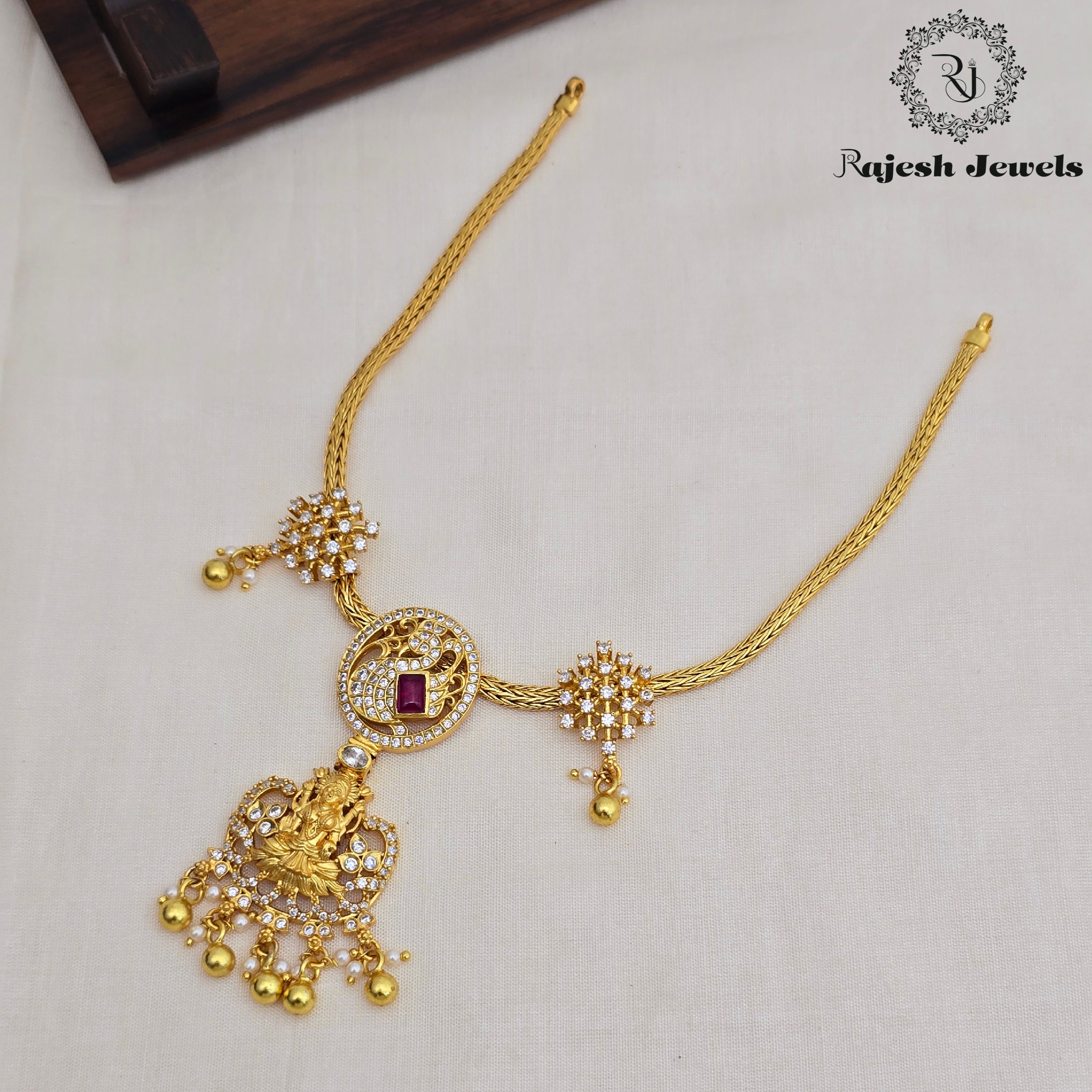 Appealing Lakshmi Silver Gold Polished Necklace