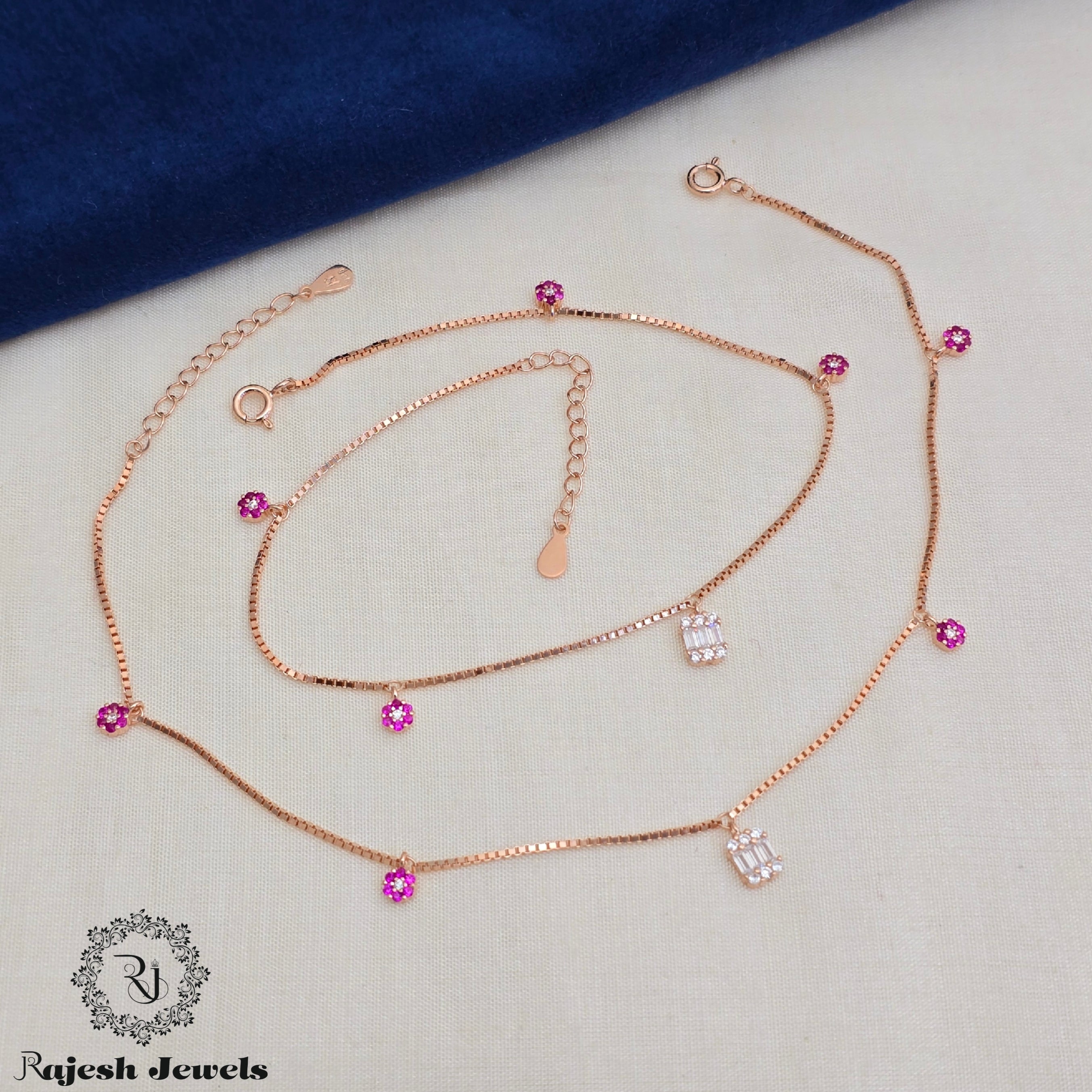 Adorable Charm Droplet Cz Rosegold Anklets