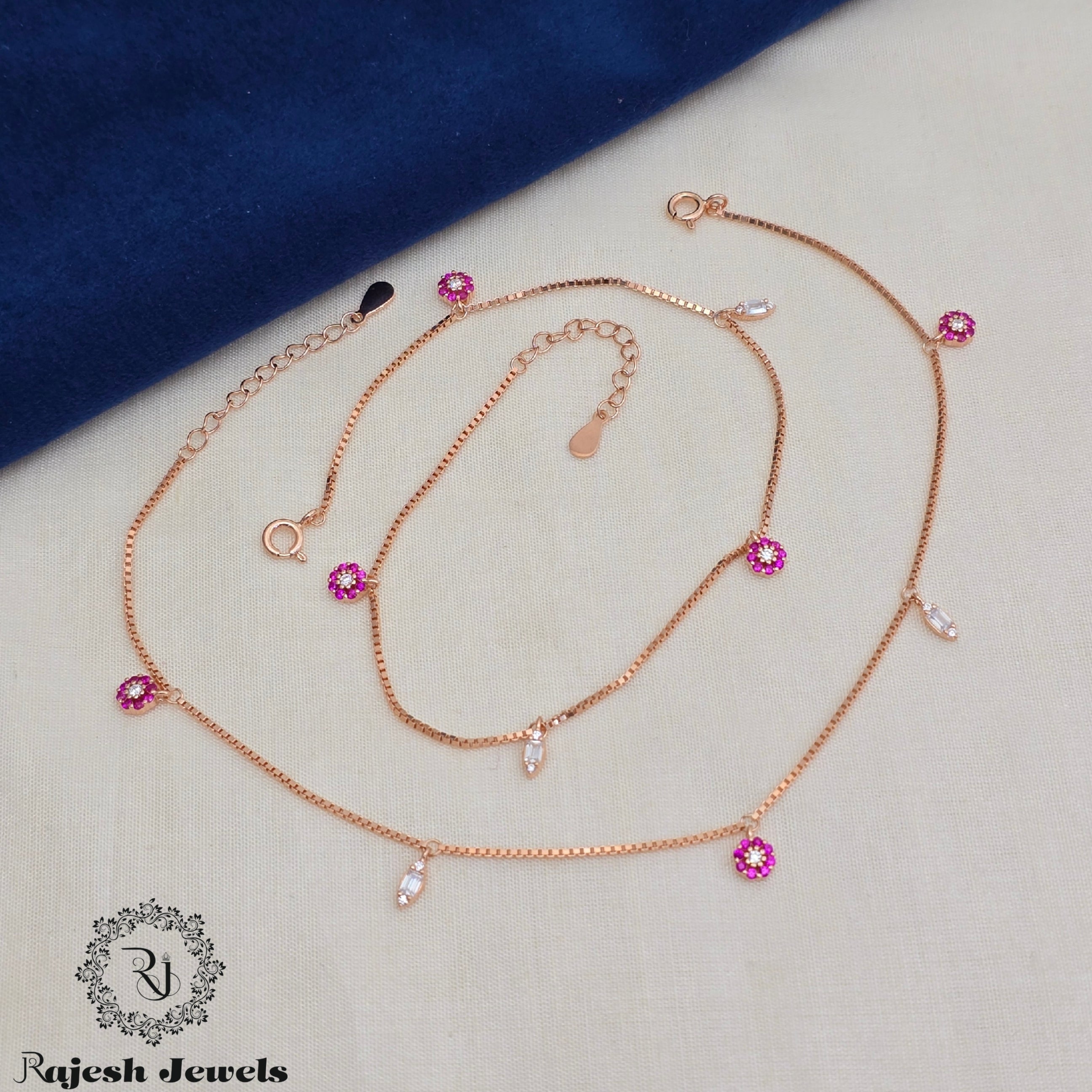 Stunning Cz Rosegold Sleek Anklets