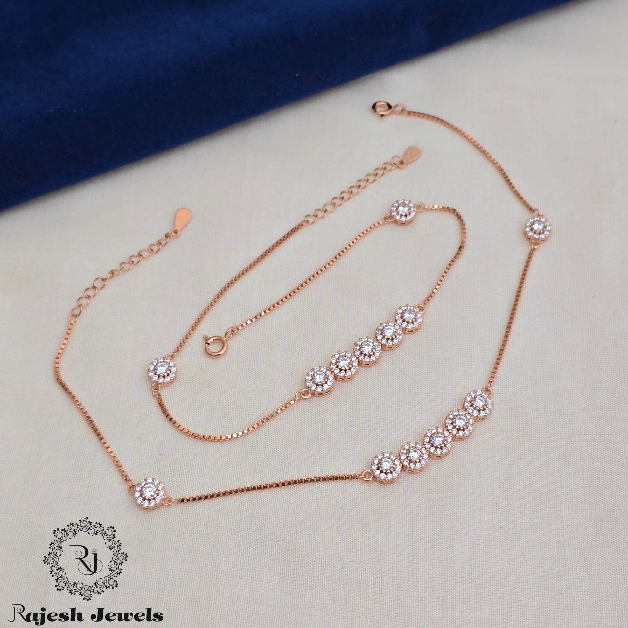 Astonishing Cz Rosegold Anklets