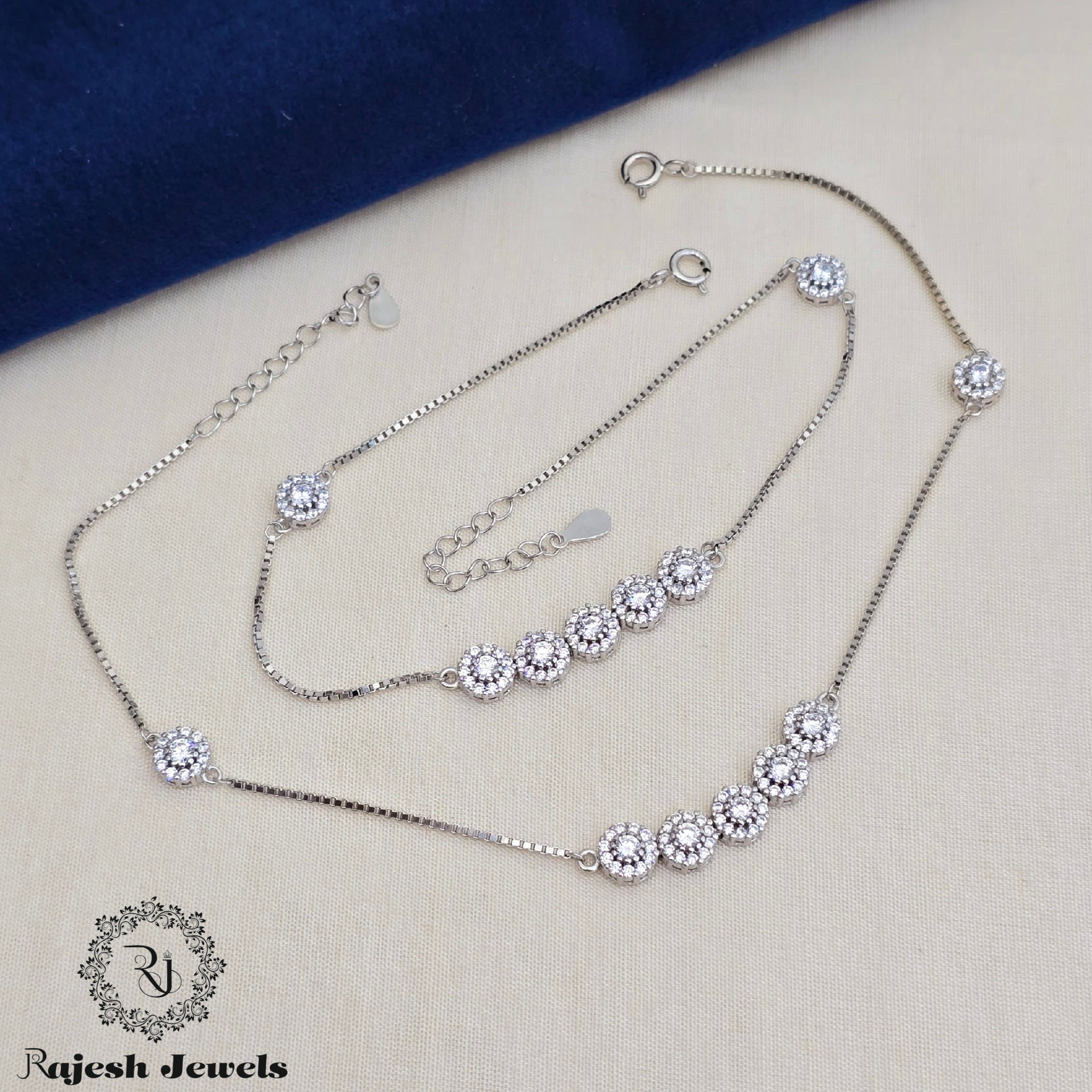Artistic Silver Rodhium Finish Anklets